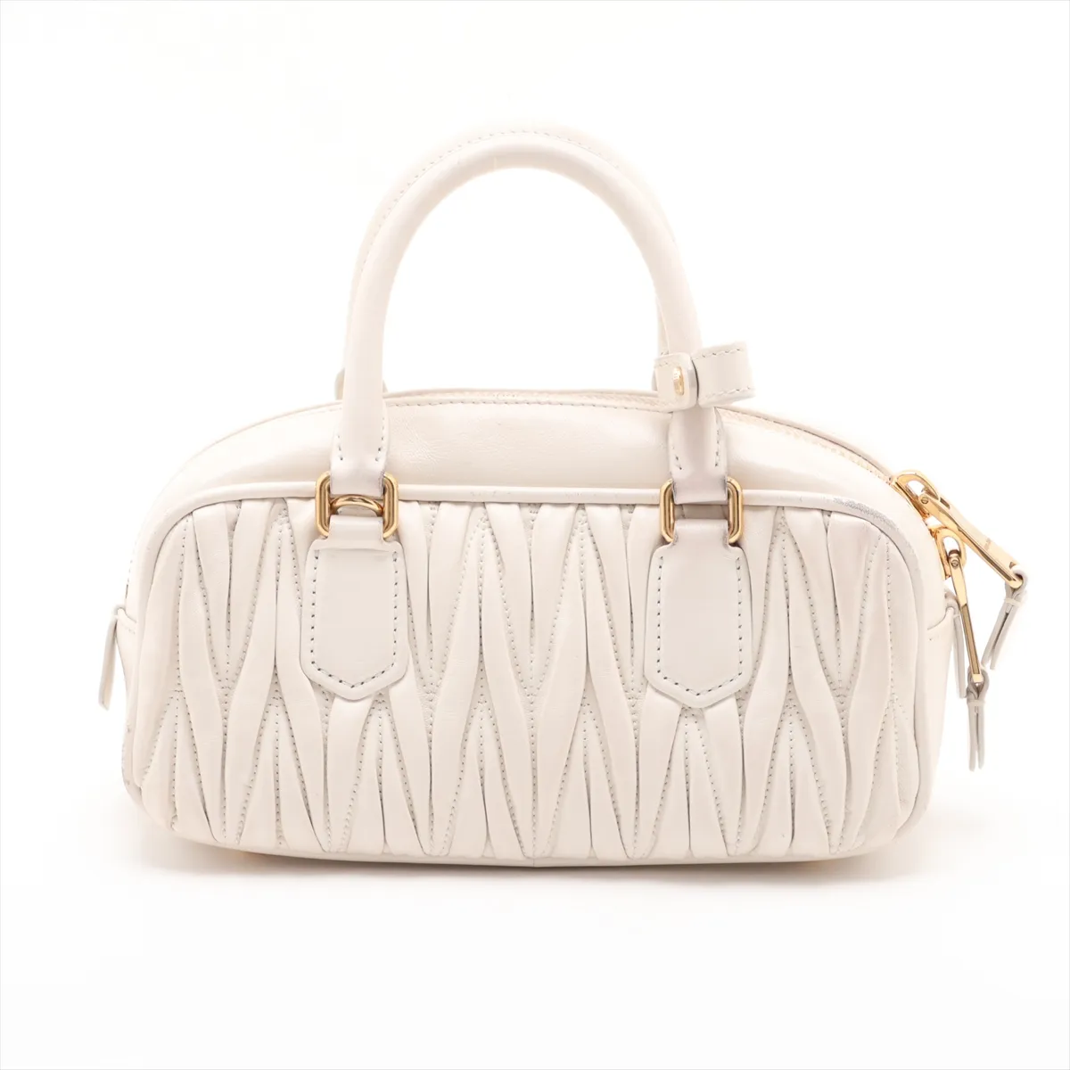Matelassé Arcadi Leather 2-Way Handbag, White — view 2