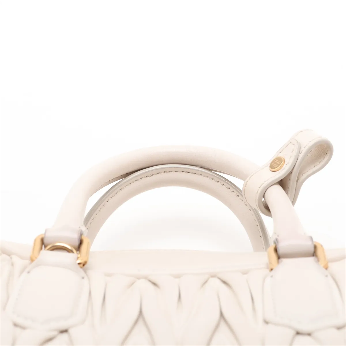 Matelassé Arcadi Leather 2-Way Handbag, White — view 6