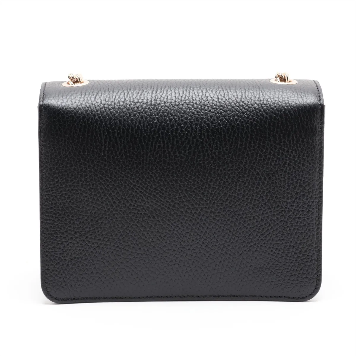 Interlocking G 510304 Leather Chain Shoulder Bag, Black (Outlet) — view 2