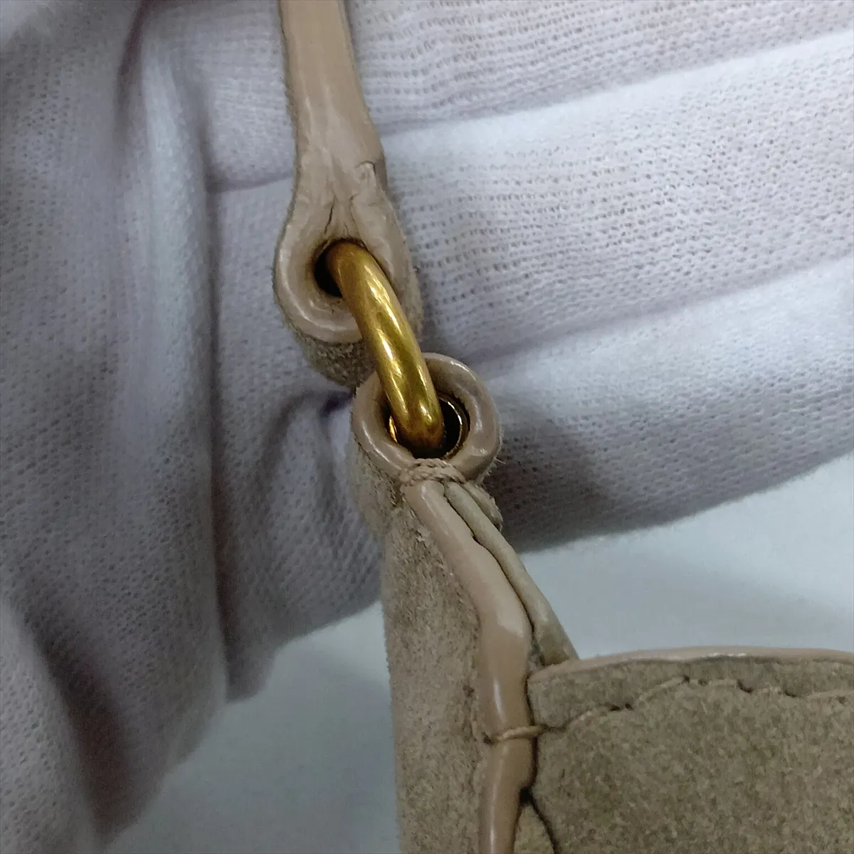 Mini Vertical Suede Shoulder Bag, Beige, 735214 — view 11