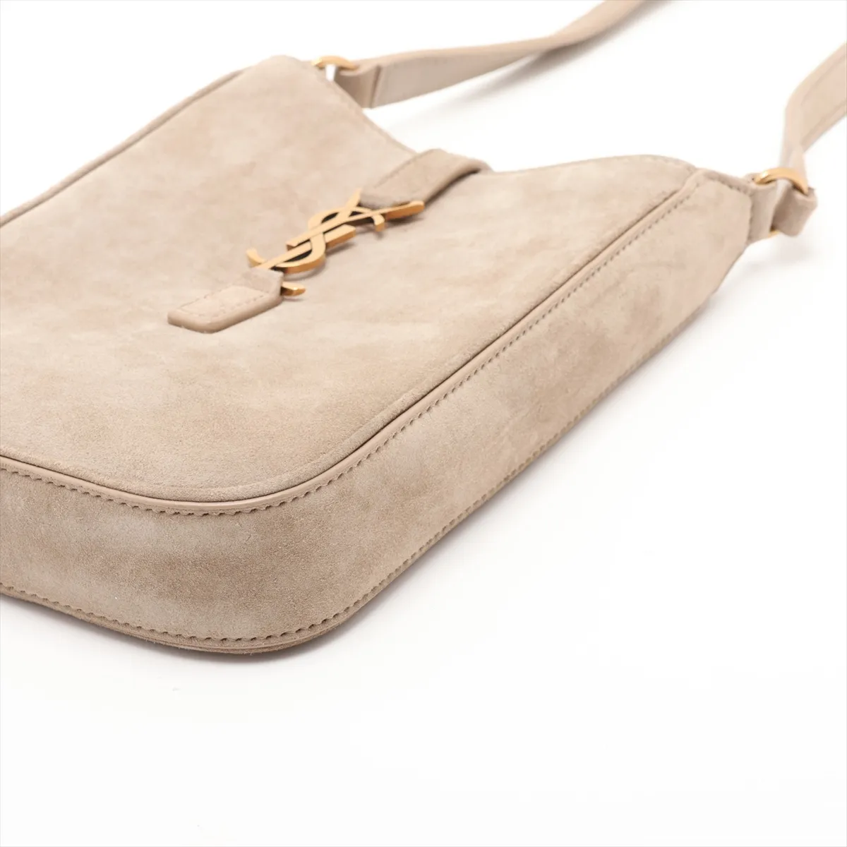 Mini Vertical Suede Shoulder Bag, Beige, 735214 — view 3