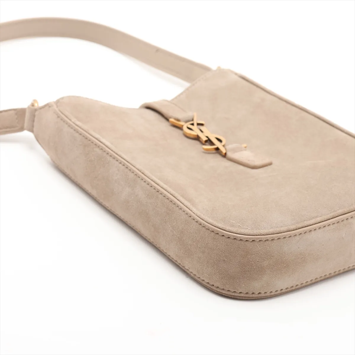 Mini Vertical Suede Shoulder Bag, Beige, 735214 — view 4