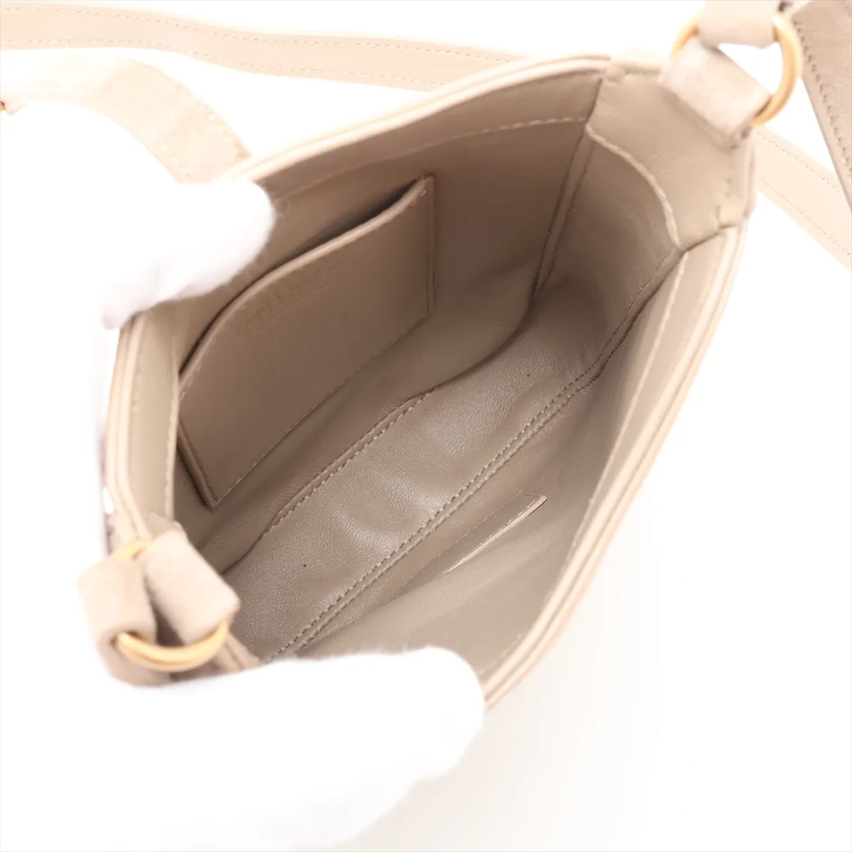 Mini Vertical Suede Shoulder Bag, Beige, 735214 — view 6
