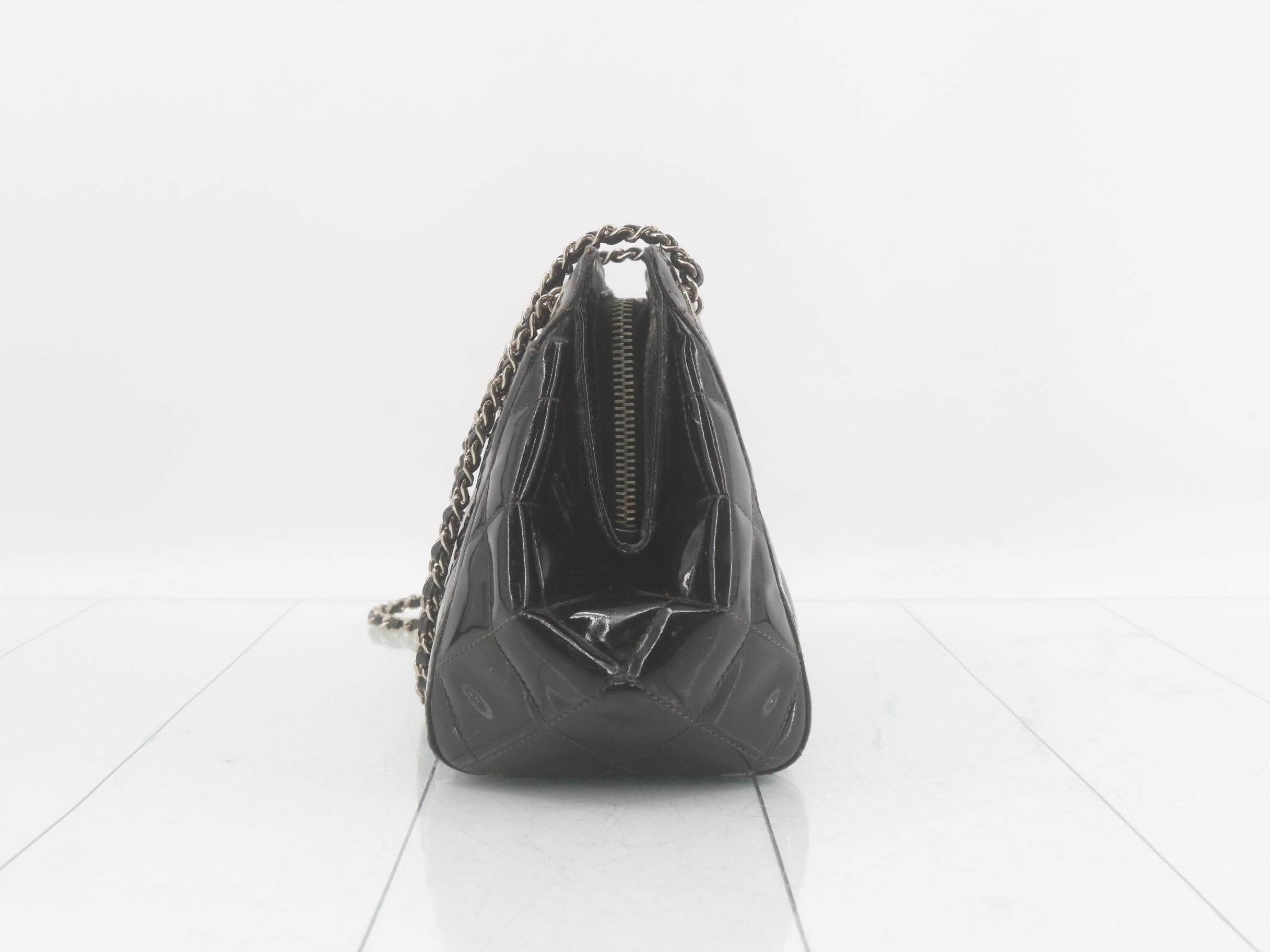 Coco Mark Chain Shoulder Bag, Patent Leather — view 3