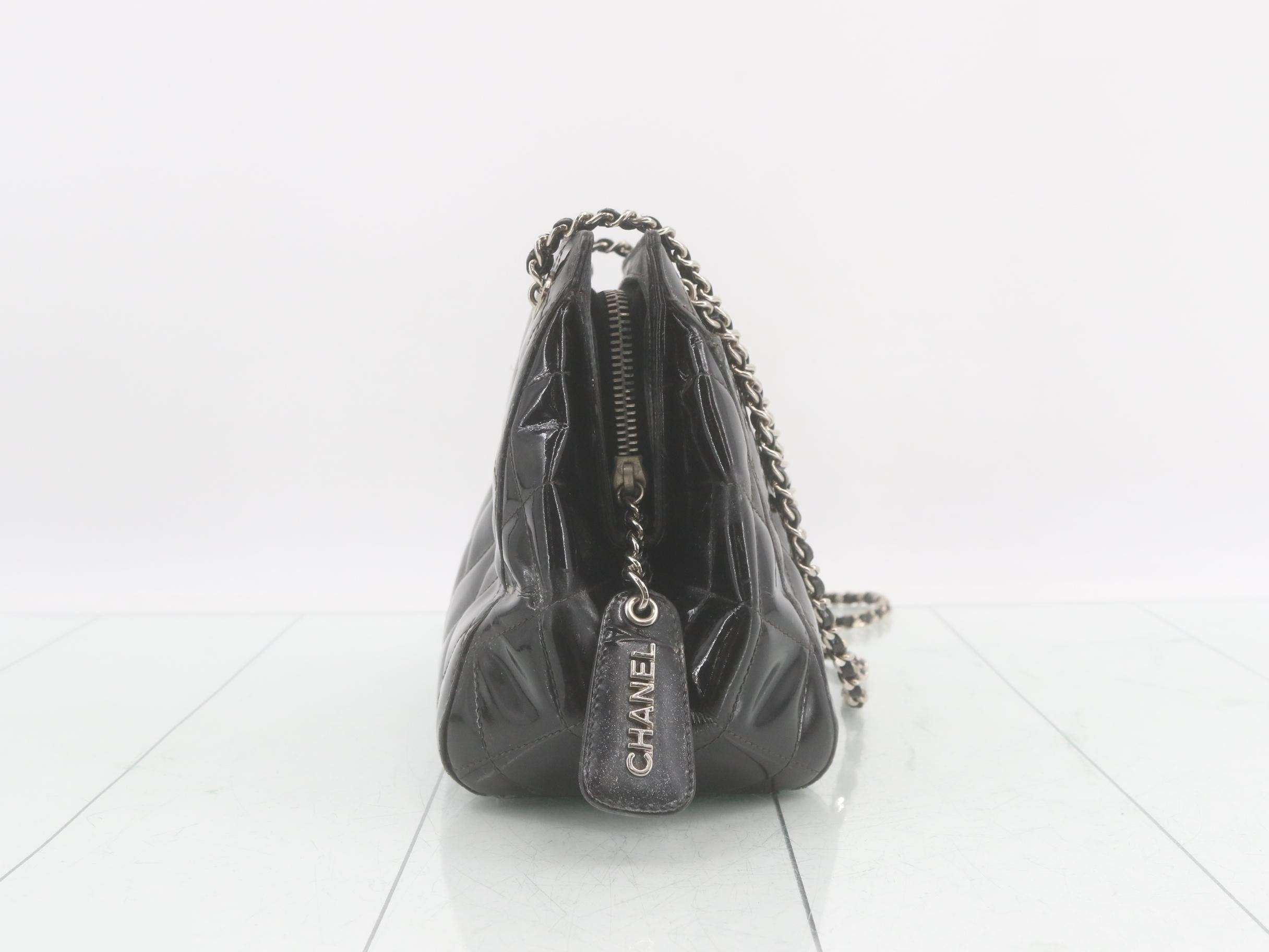 Coco Mark Chain Shoulder Bag, Patent Leather — view 4
