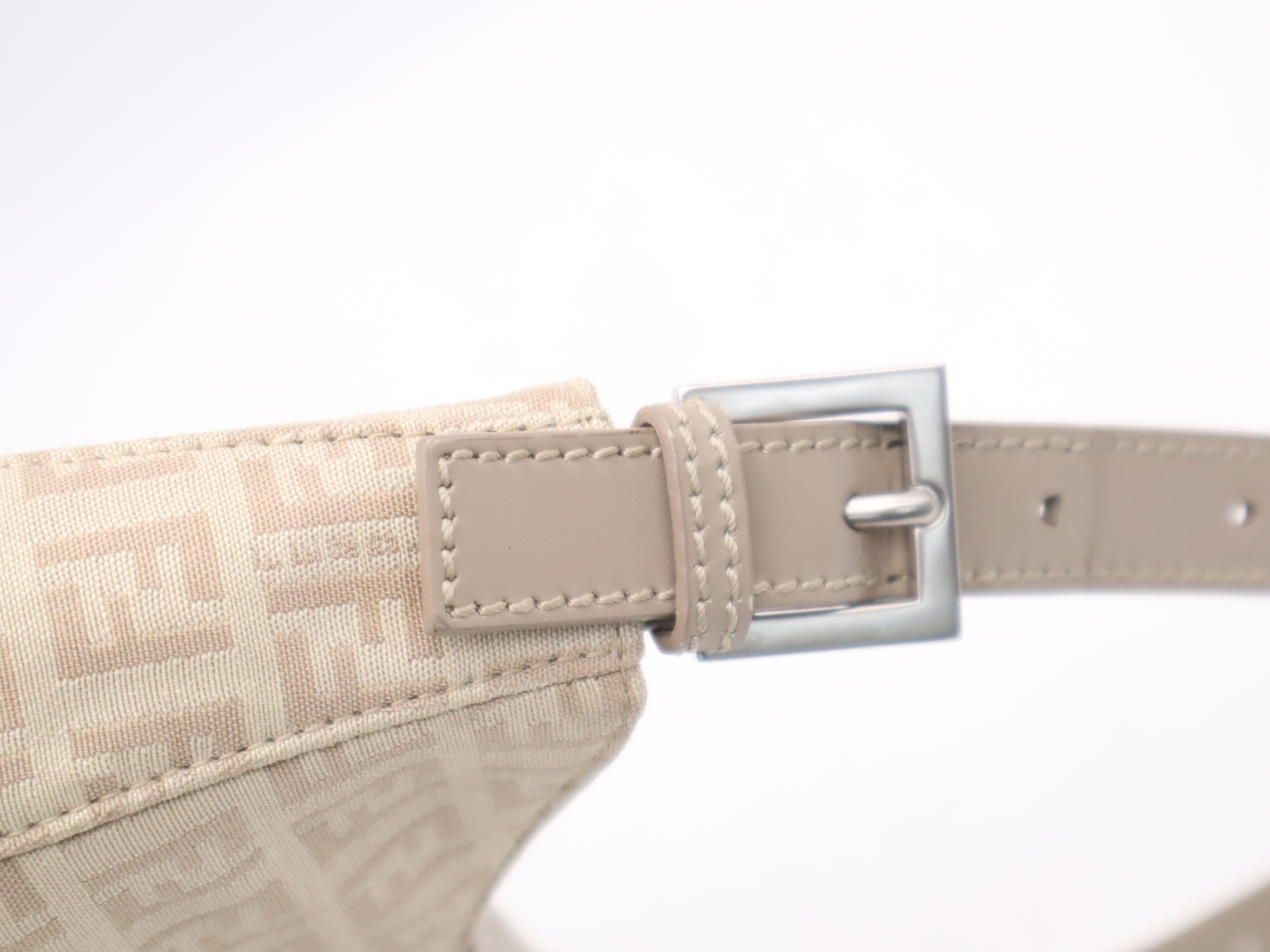 Canvas x Leather Zucchino Mamma Bucket White Silver Hardware Shoulder Bag — view 7