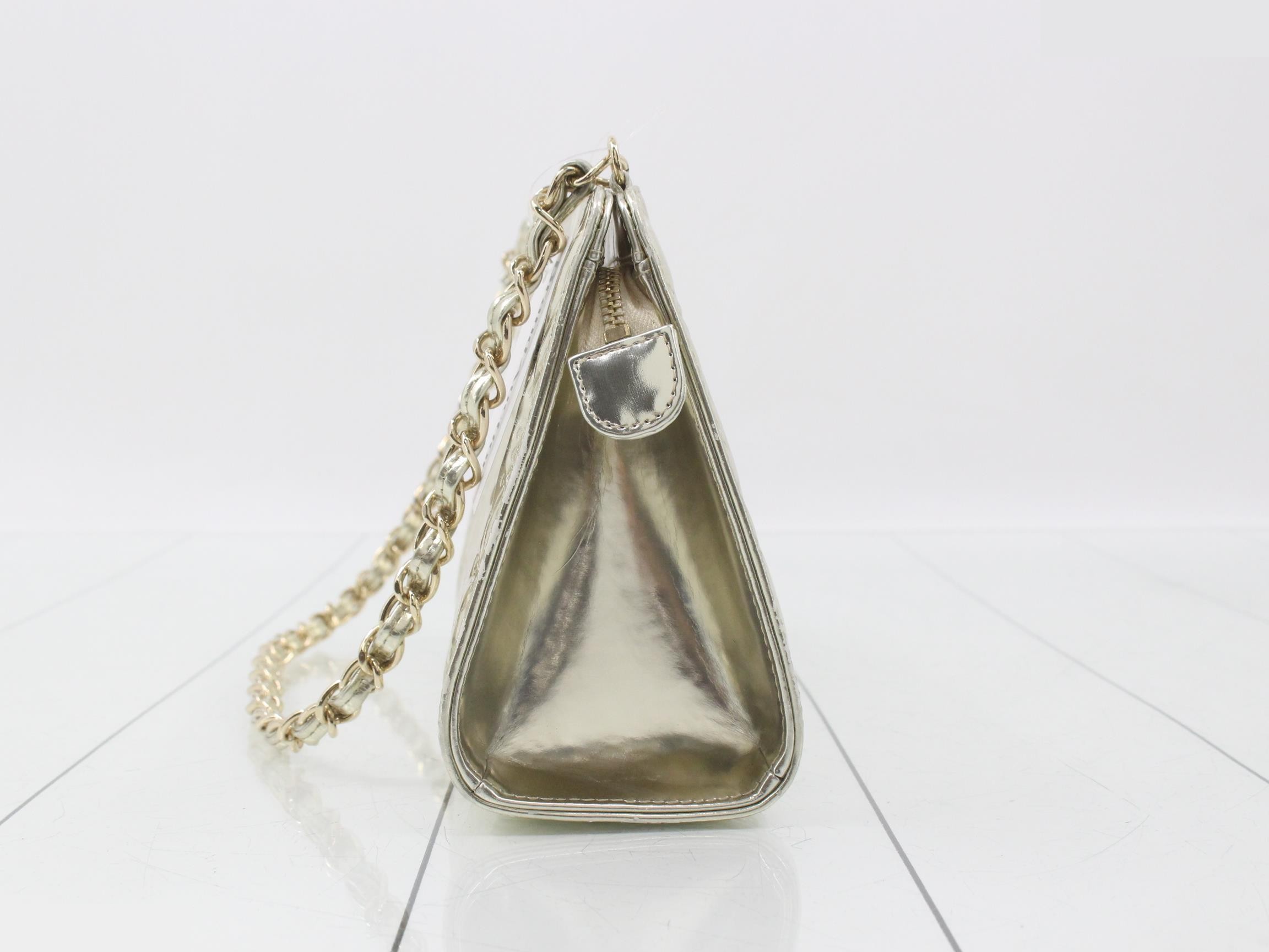 Icon Chain Handbag, Gold, GP Patent — view 3