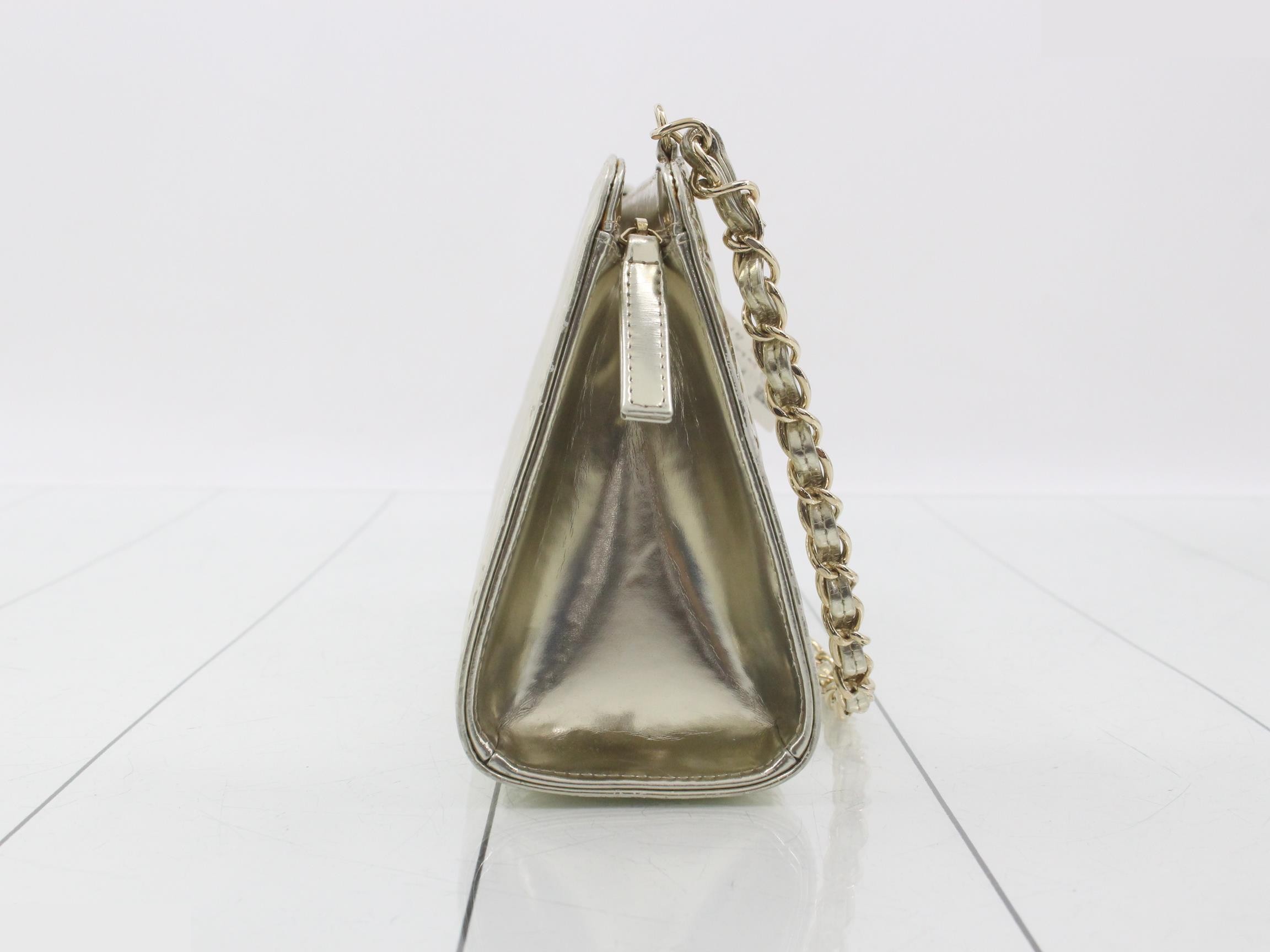 Icon Chain Handbag, Gold, GP Patent — view 4