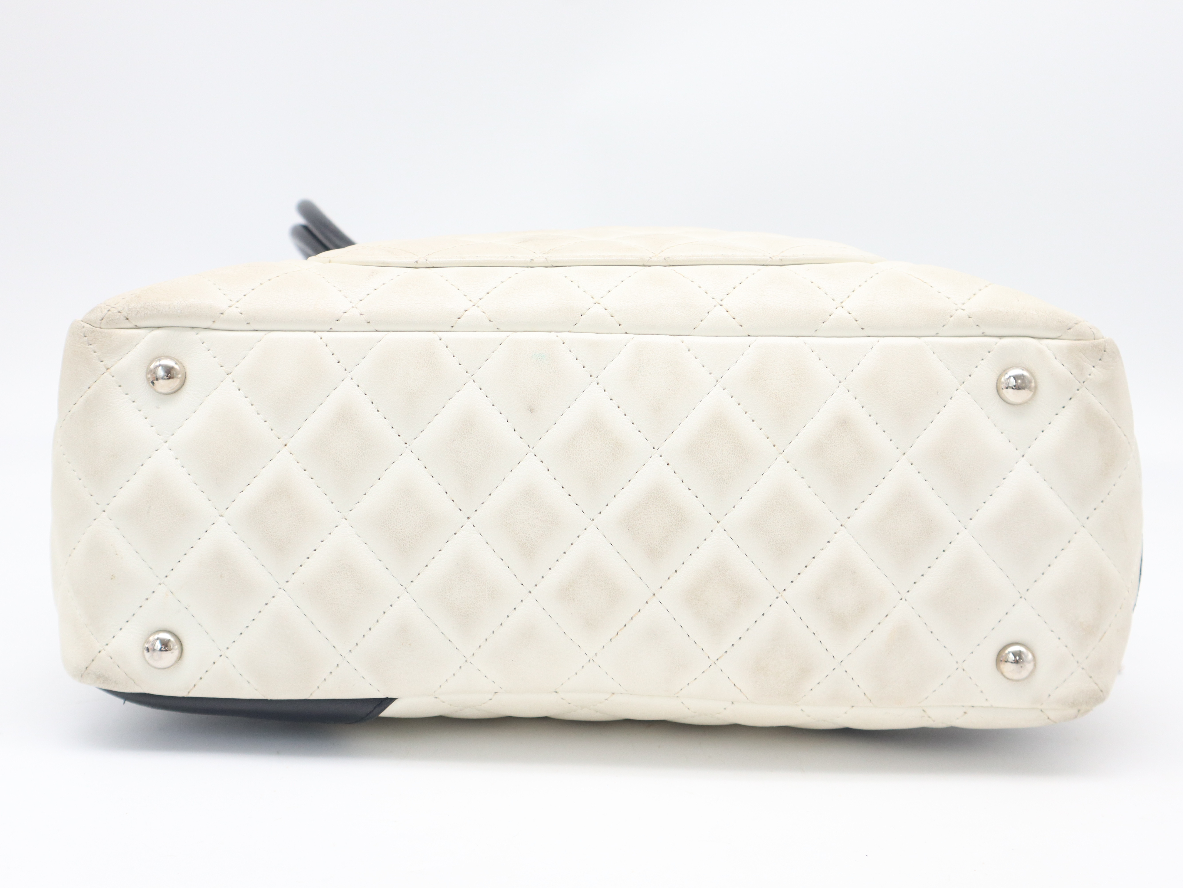 Cambon Line Bowling Bag, Calf Leather, Ivory & Black Shoulder Bag — view 5