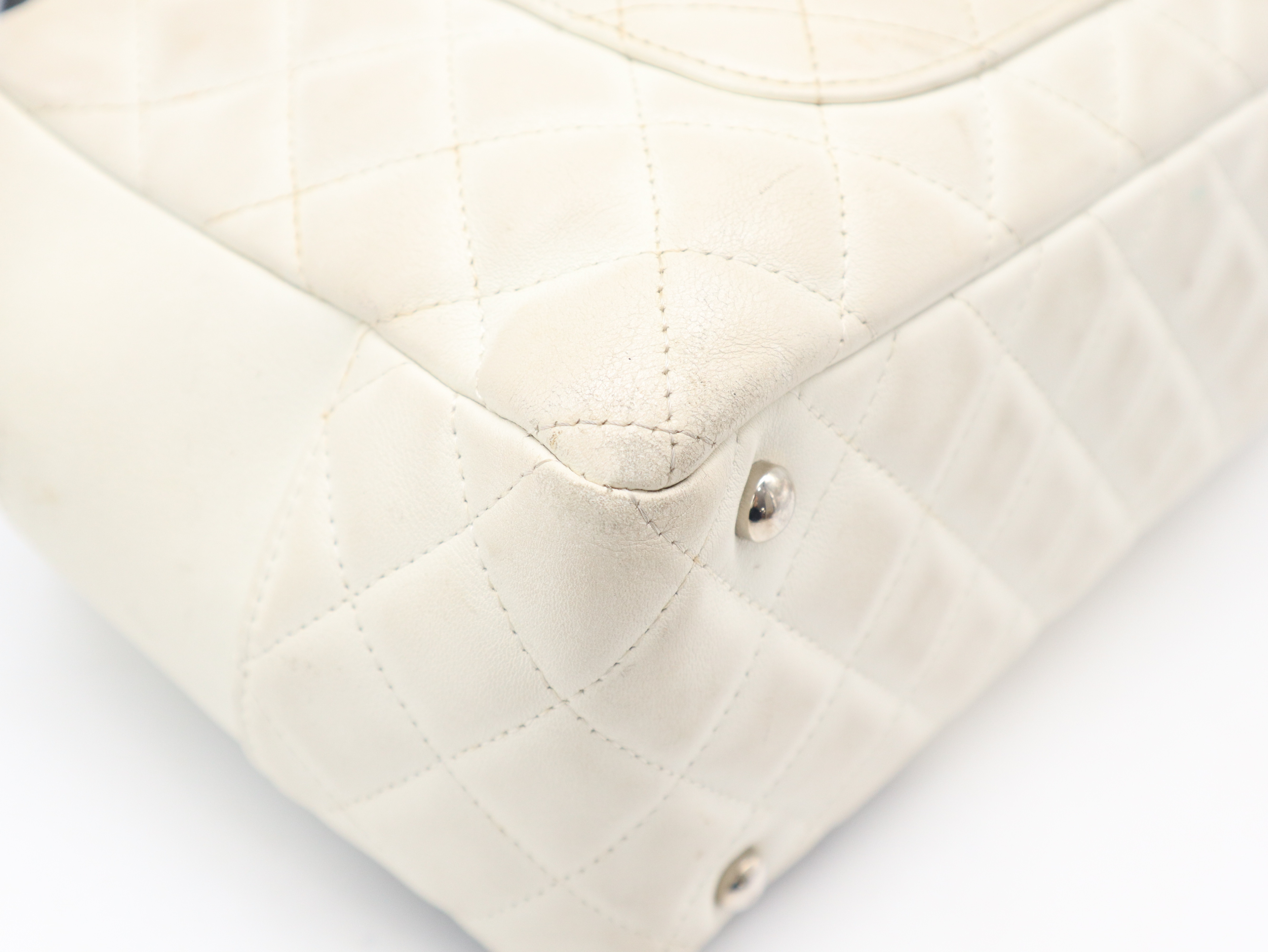 Cambon Line Bowling Bag, Calf Leather, Ivory & Black Shoulder Bag — view 7