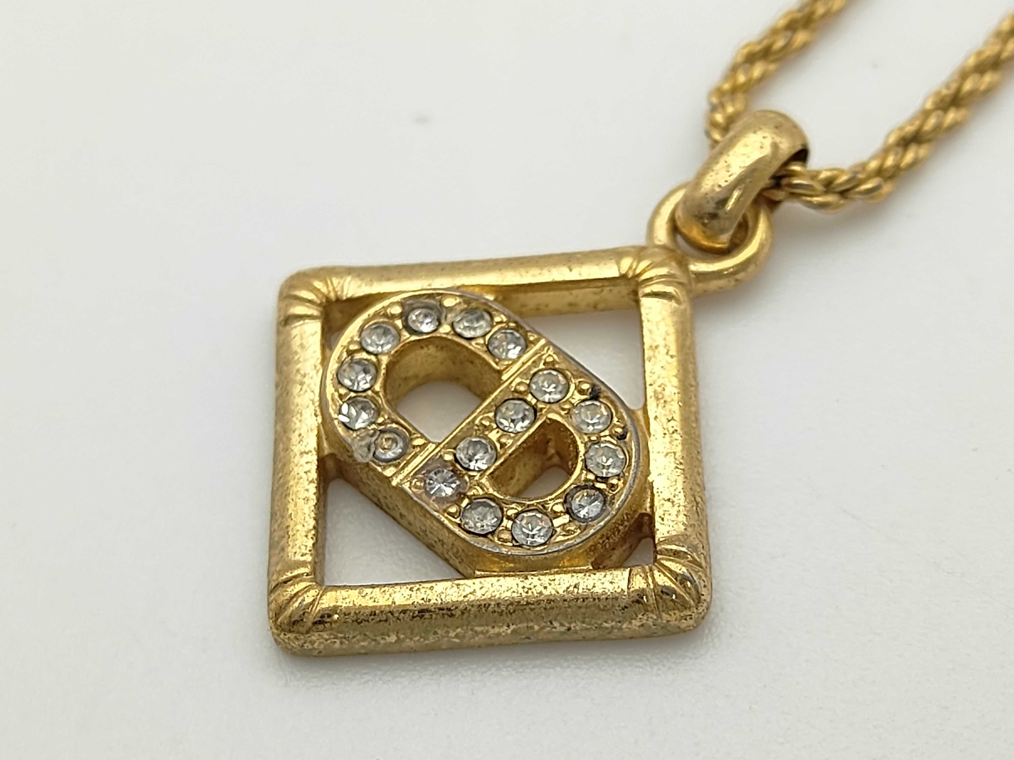 Christian Rhinestone Square Logo Gold Necklace — view 3