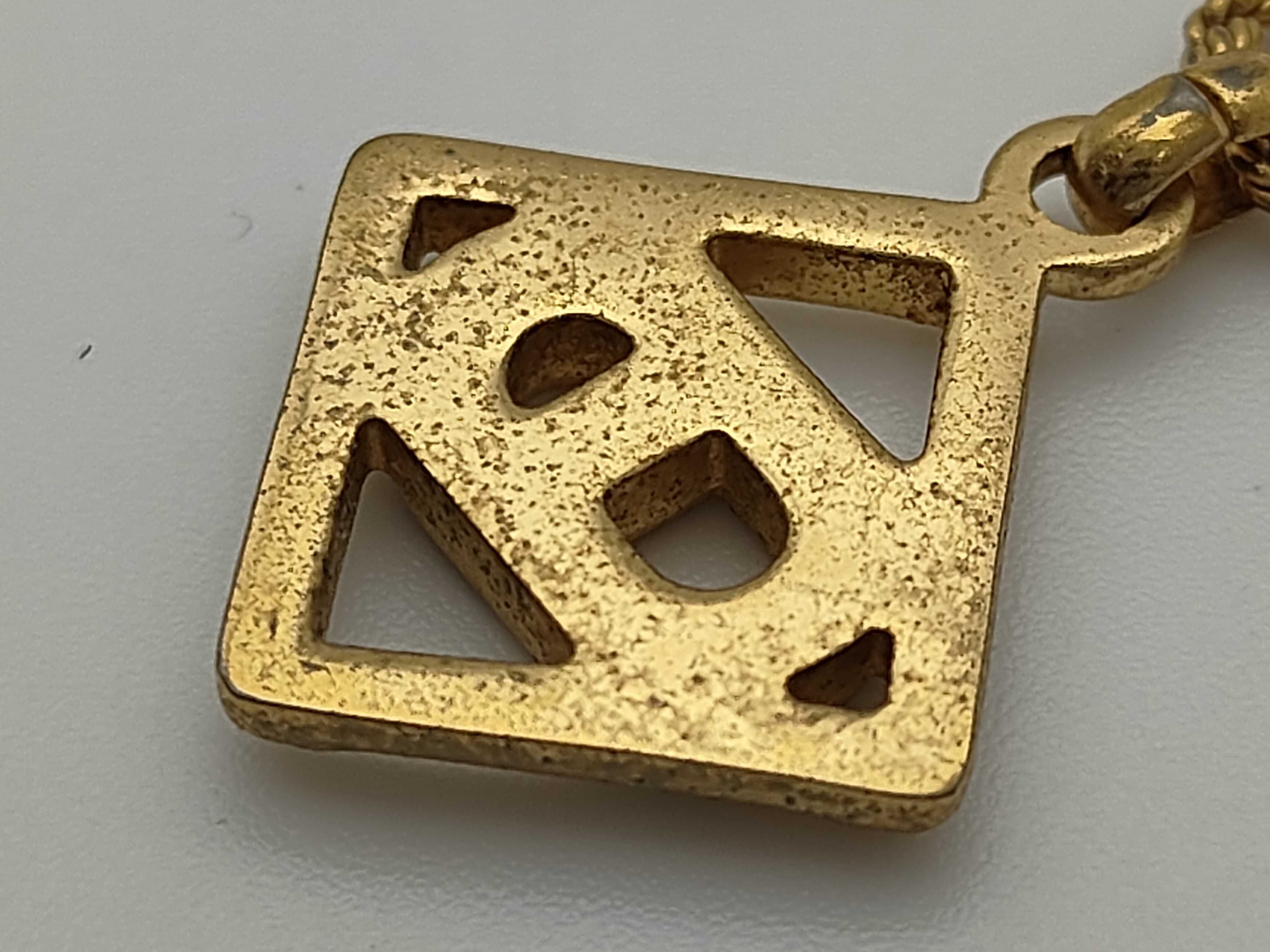 Christian Rhinestone Square Logo Gold Necklace — view 5