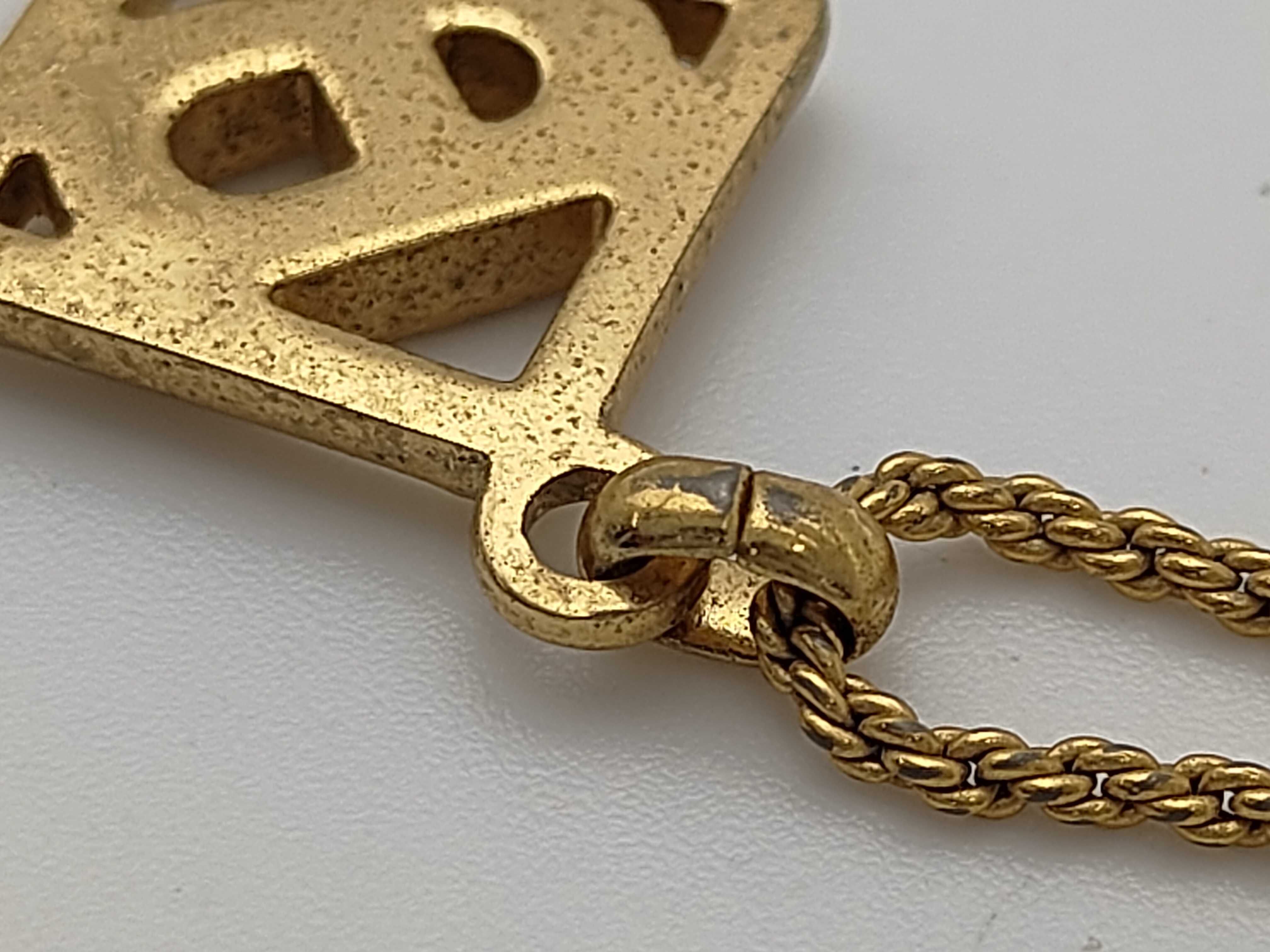 Christian Rhinestone Square Logo Gold Necklace — view 6