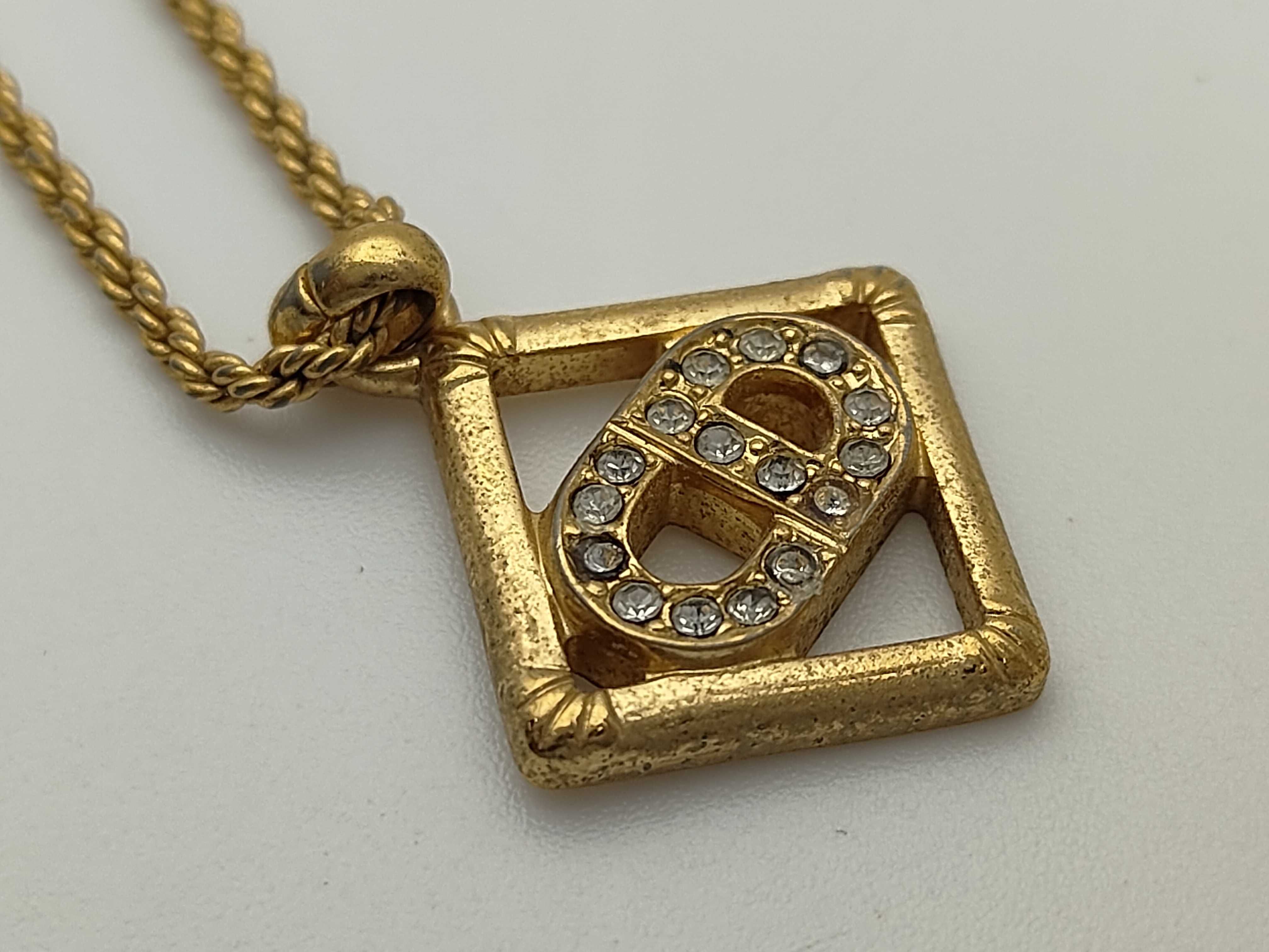 Christian Rhinestone Square Logo Gold Necklace — view 8