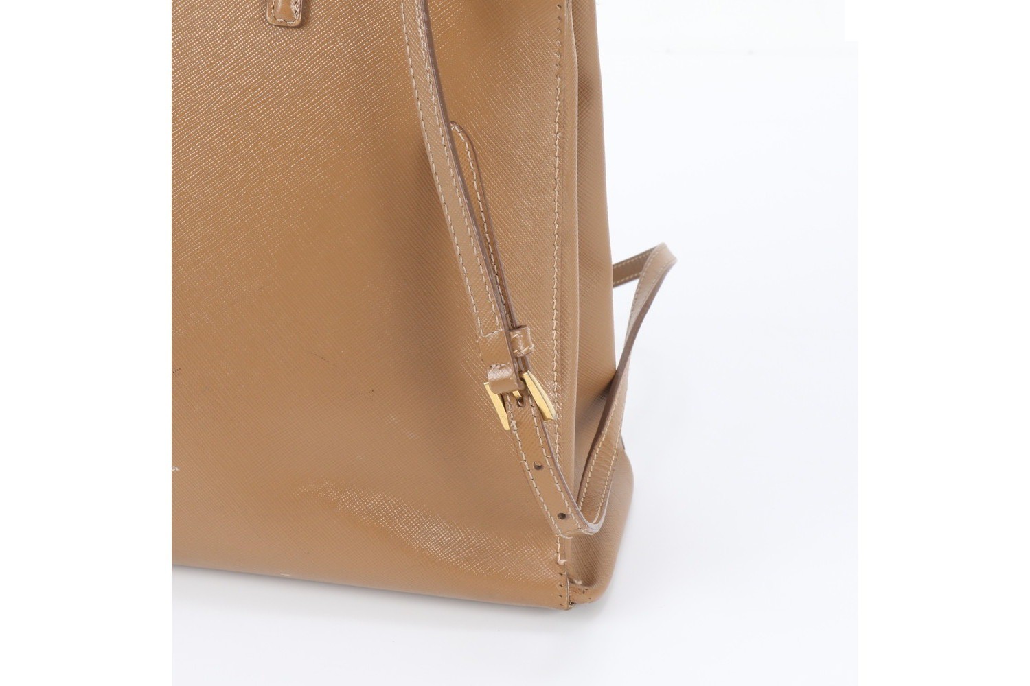 Saffiano Leather Triangle Logo 2-Way Shoulder Bag — view 3