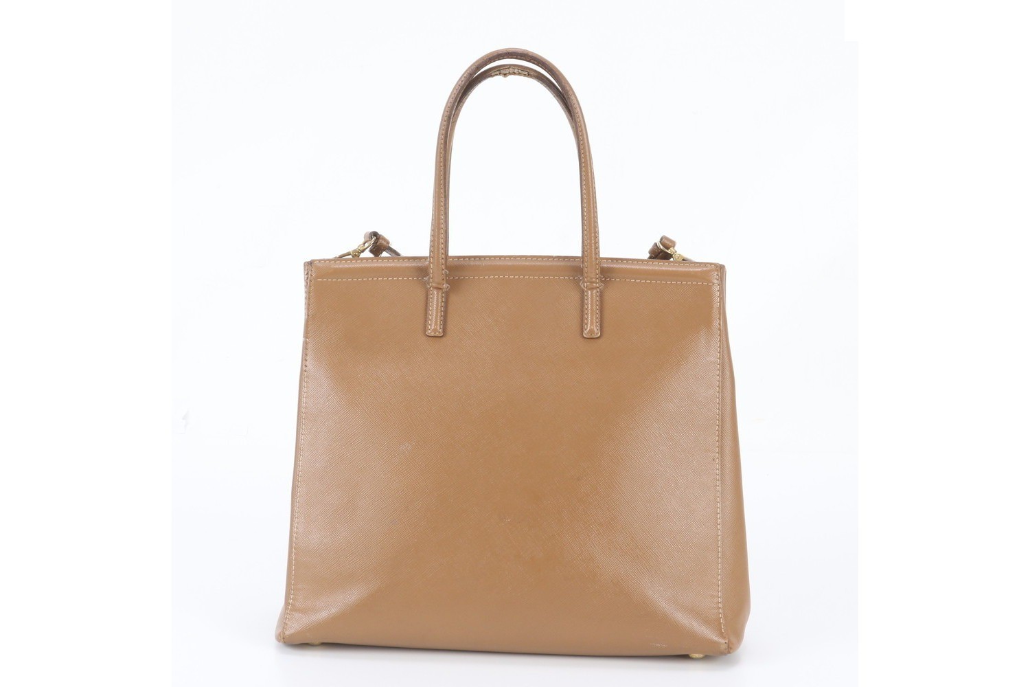 Saffiano Leather Triangle Logo 2-Way Shoulder Bag — view 4