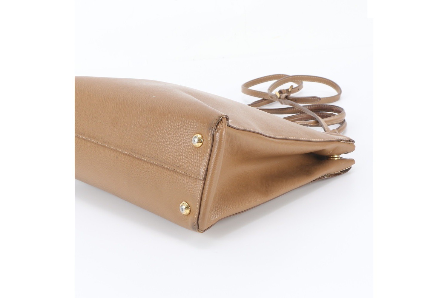 Saffiano Leather Triangle Logo 2-Way Shoulder Bag — view 5