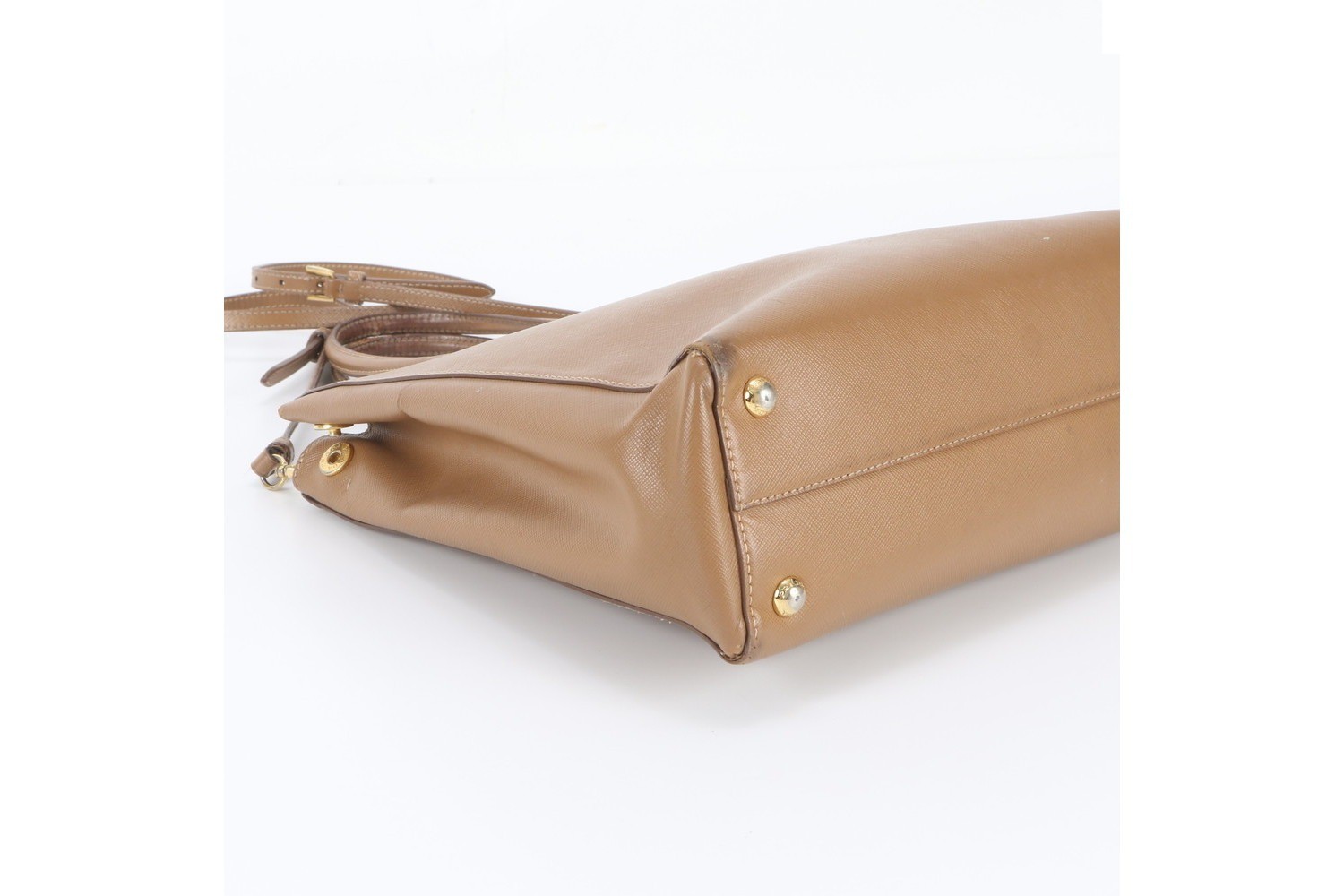 Saffiano Leather Triangle Logo 2-Way Shoulder Bag — view 6