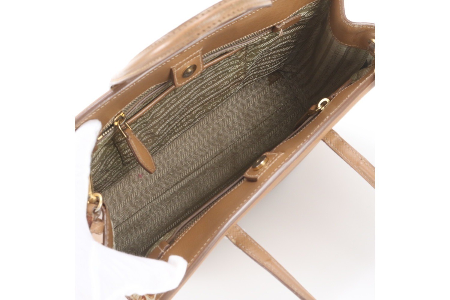 Saffiano Leather Triangle Logo 2-Way Shoulder Bag — view 8