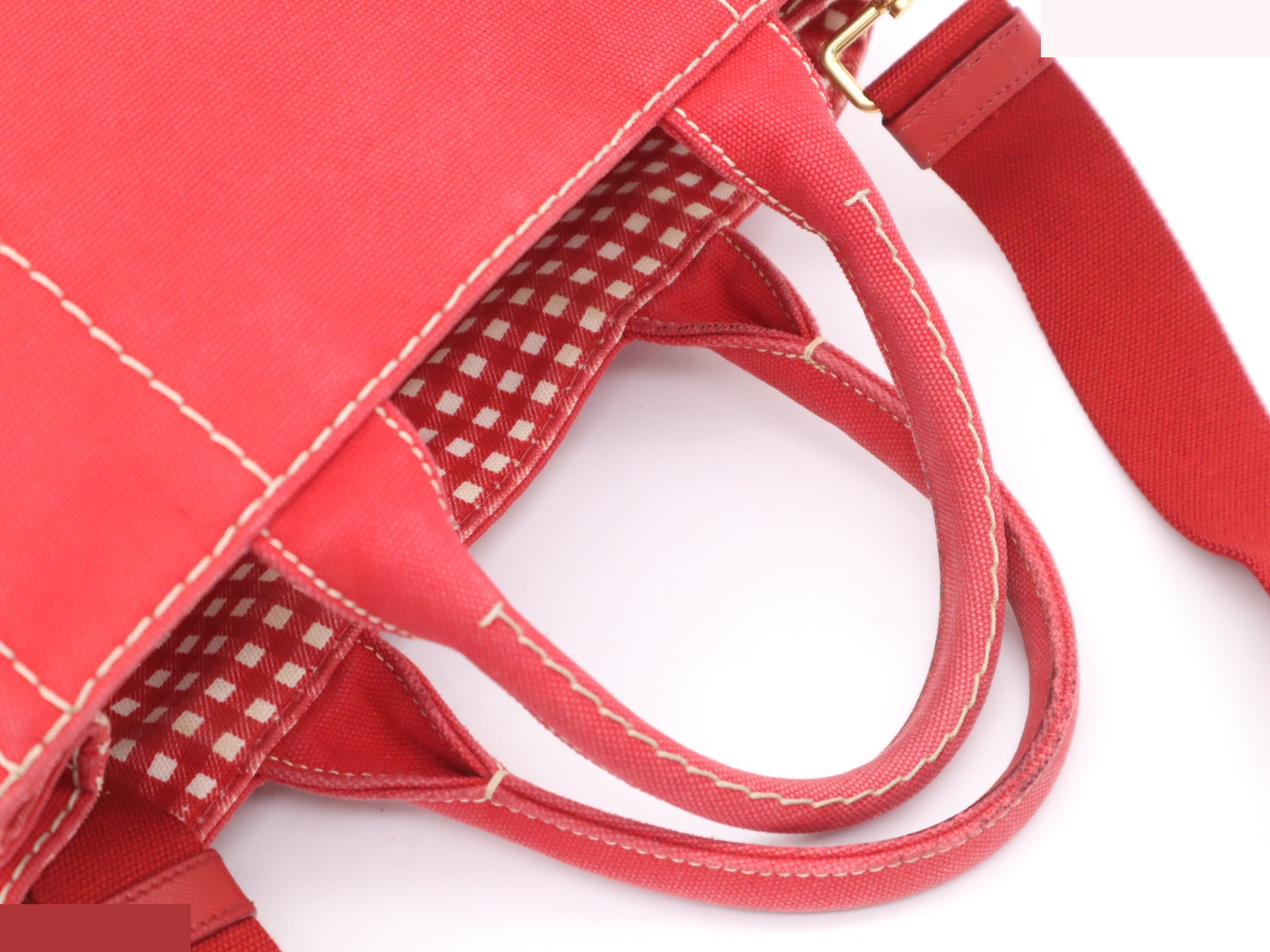 Canvas Canapa Gingham Check Tote Bag with Shoulder Strap — view 6
