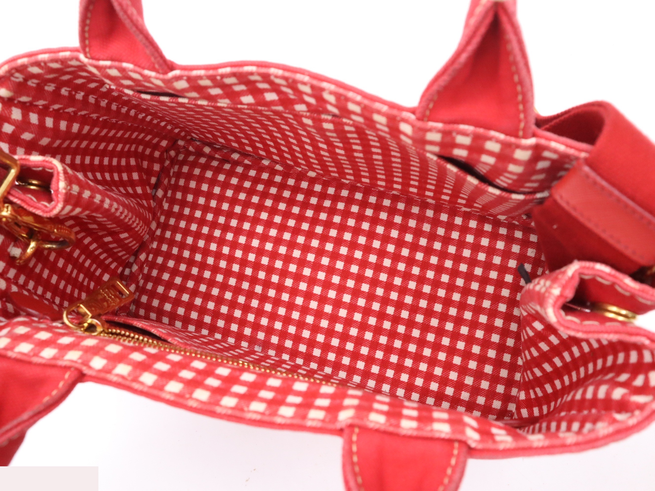 Canvas Canapa Gingham Check Tote Bag with Shoulder Strap — view 7