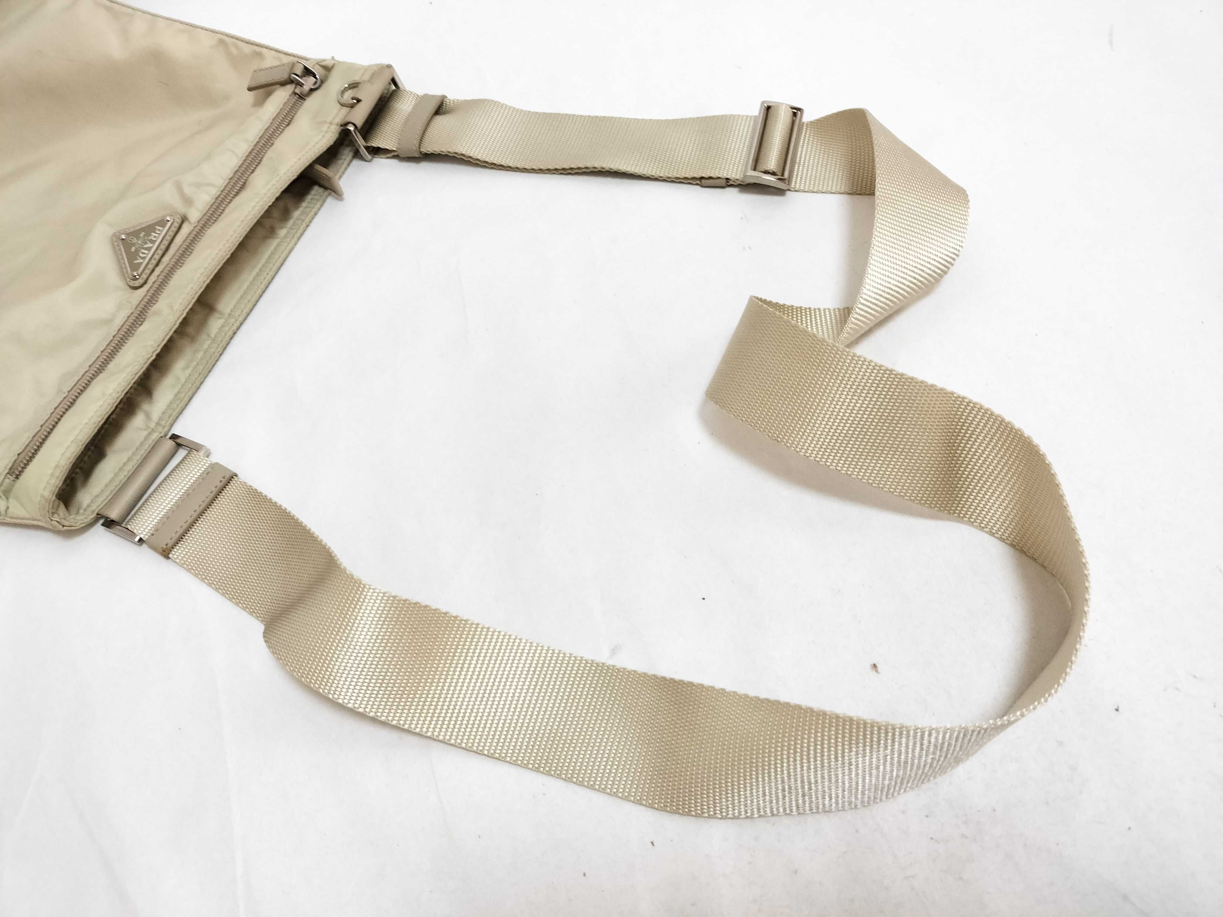 Nylon Shoulder Bag, Beige — view 3