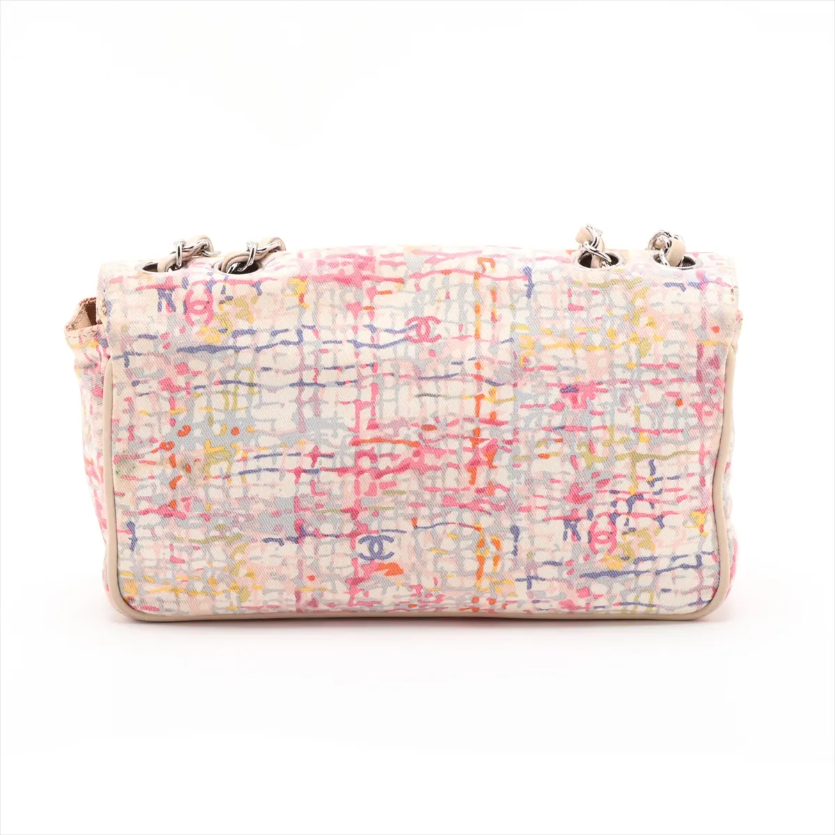 Coco Mark Canvas Single Flap Double Chain Bag, Multicolor, Silver Hardware, 9622147, Series 9 — view 2