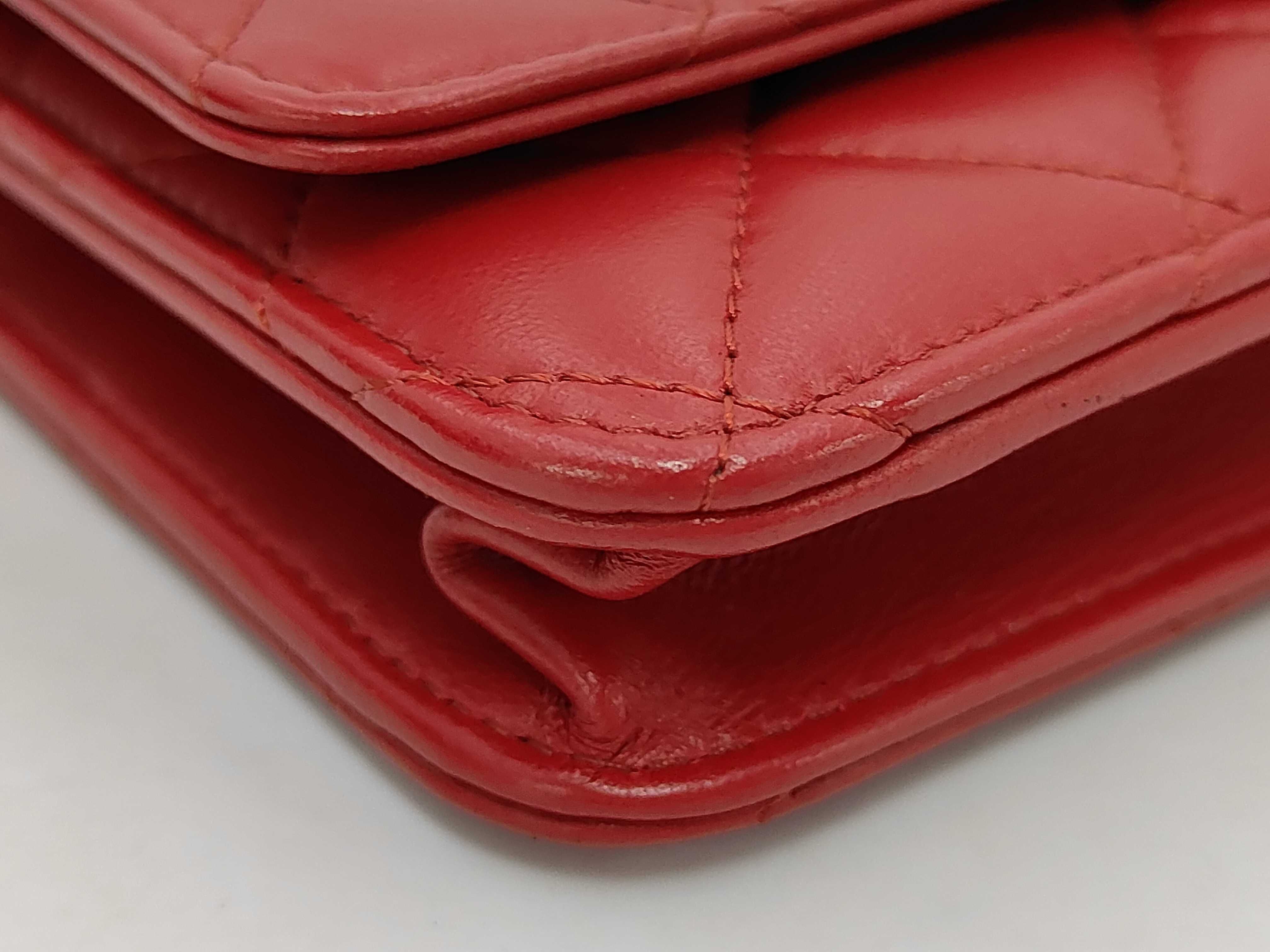 Matelassé Chain Wallet, Lambskin, Red, Silver & Gold Shoulder Bag — view 4