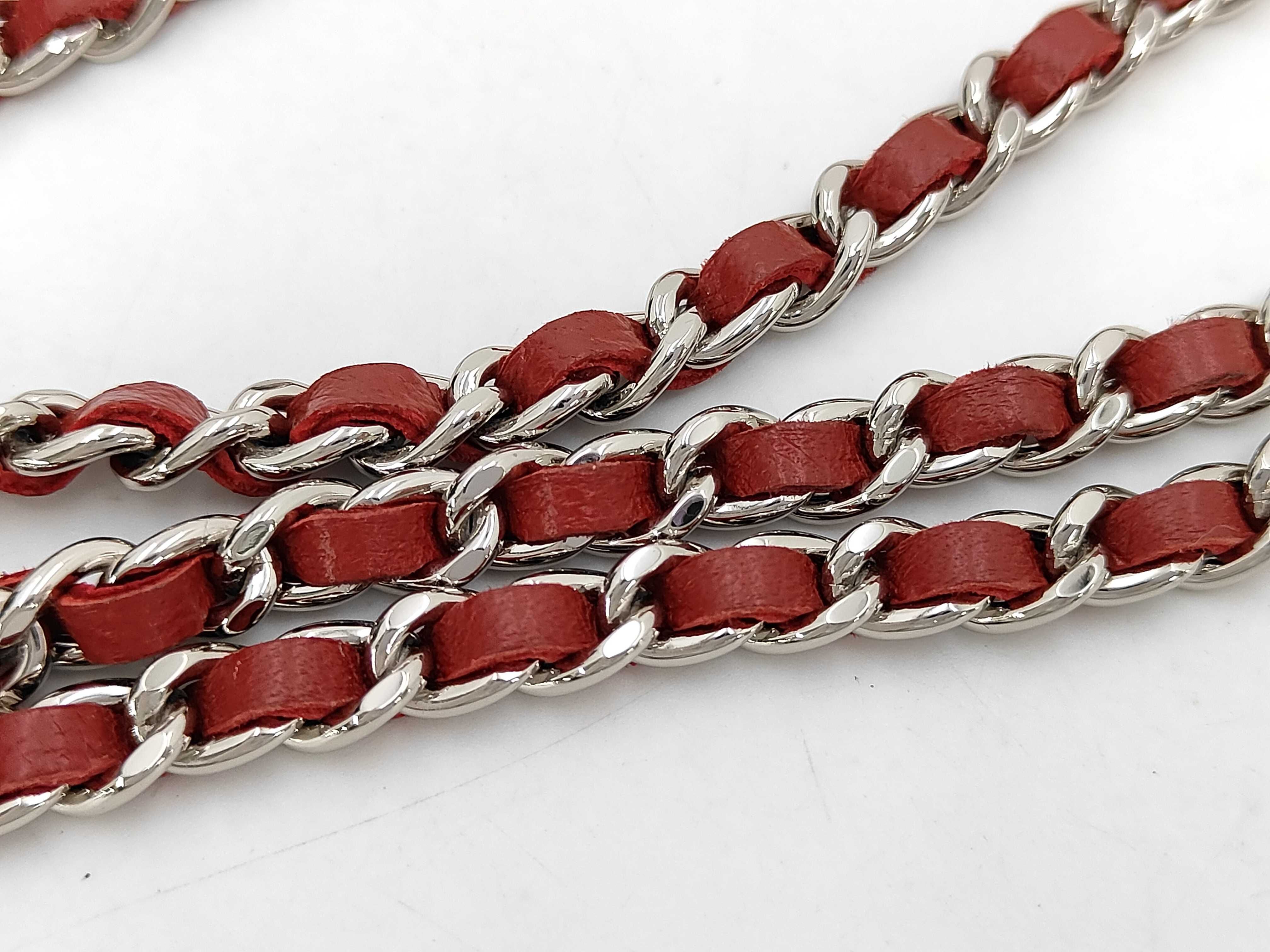Matelassé Chain Wallet, Lambskin, Red, Silver & Gold Shoulder Bag — view 6