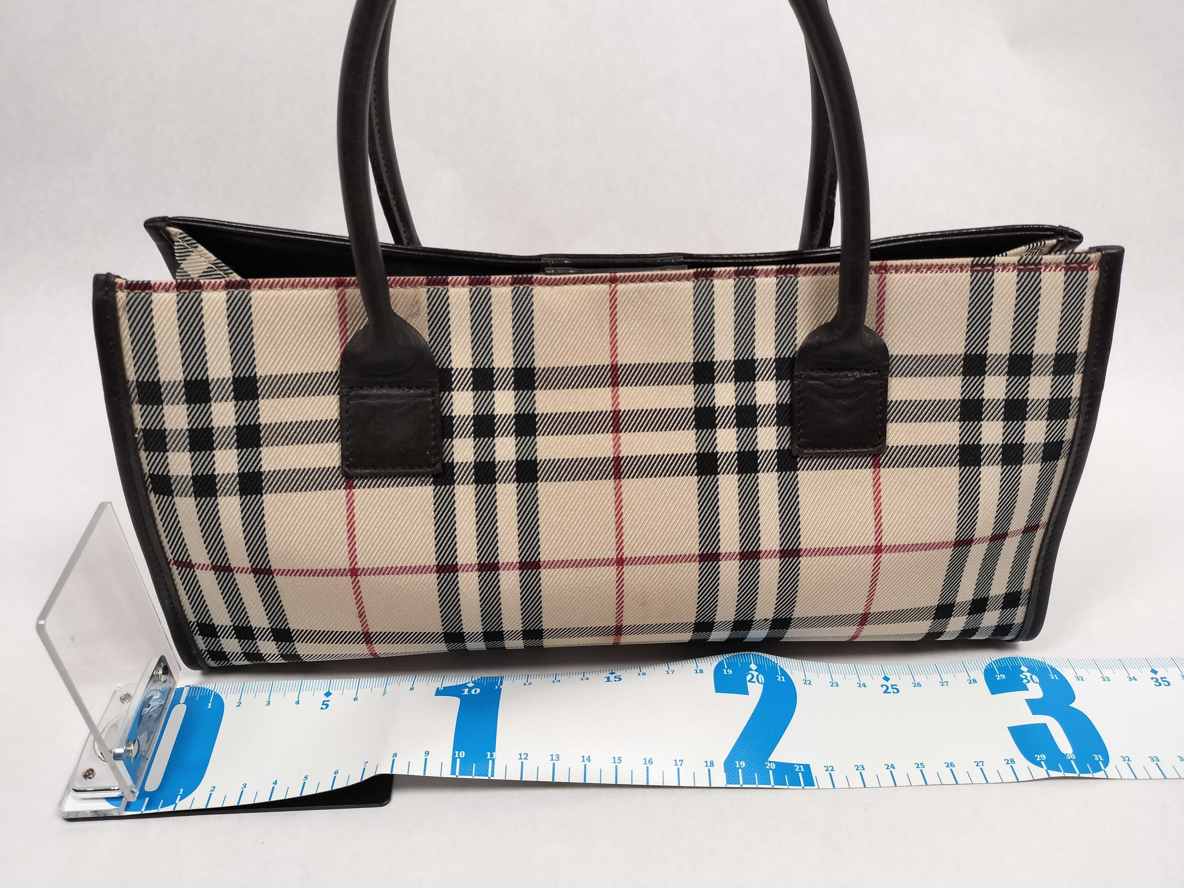 Nova Check Handbag, Canvas and Leather, Beige and Brown — view 2