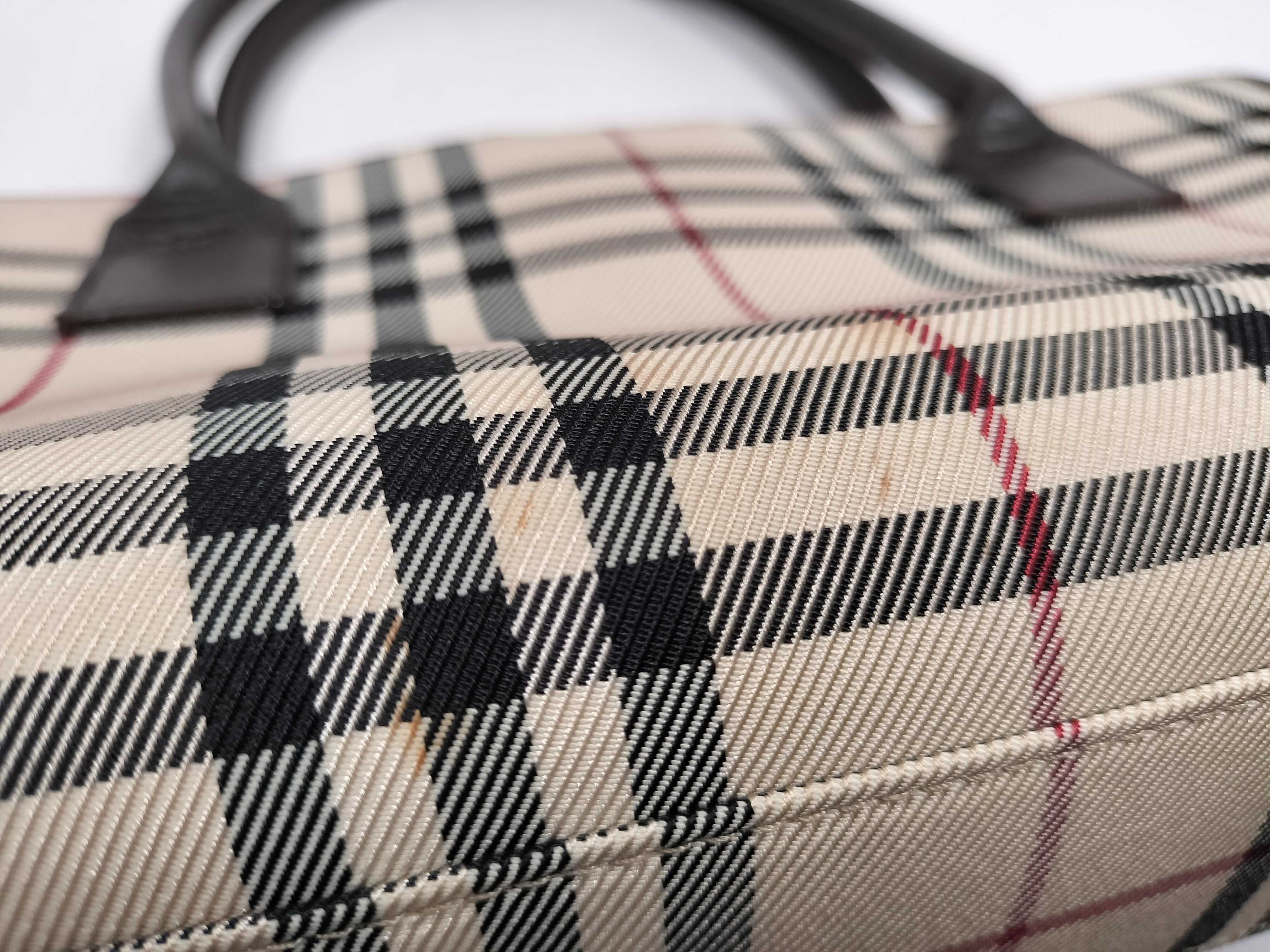 Nova Check Handbag, Canvas and Leather, Beige and Brown — view 15