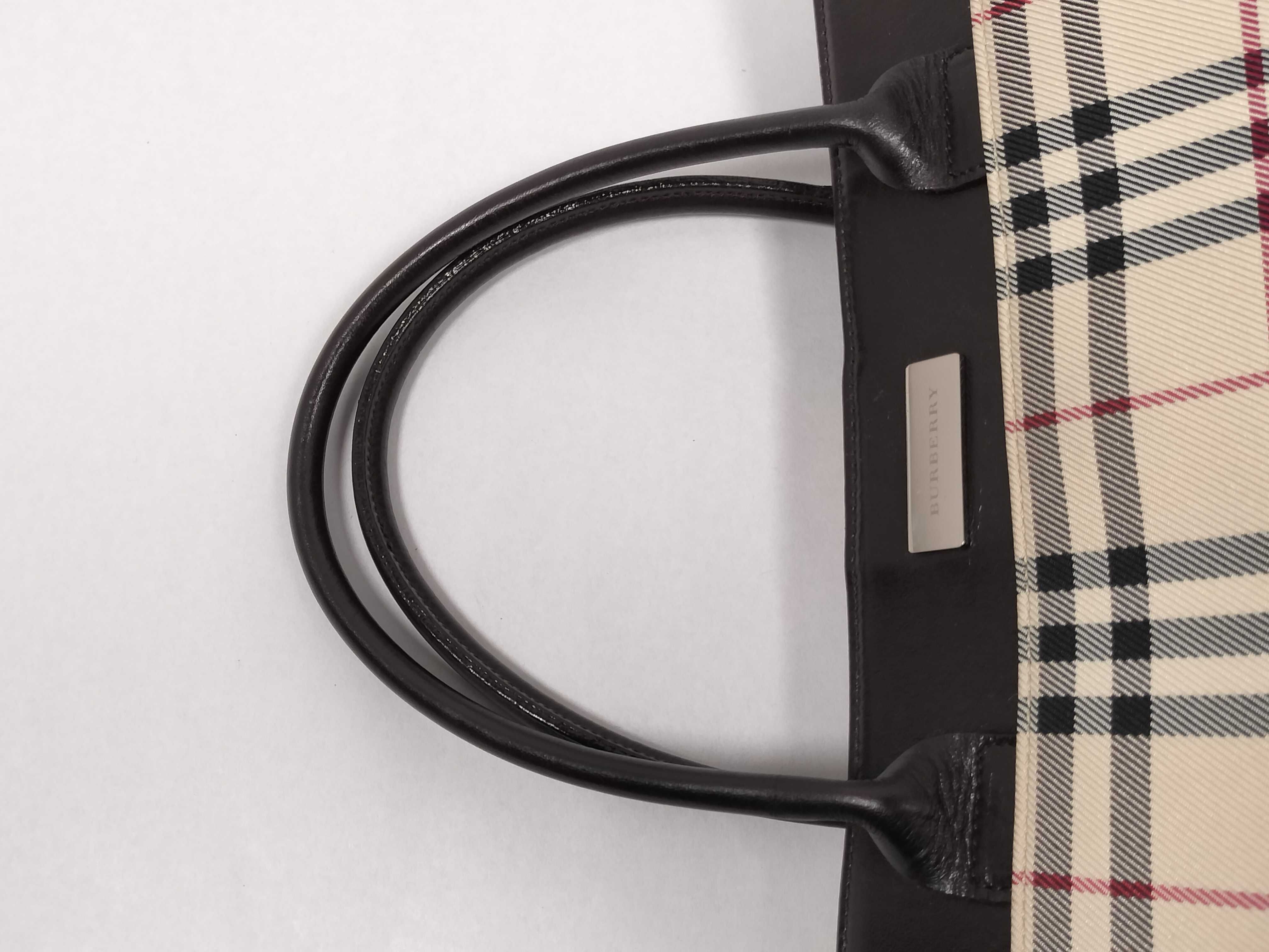 Nova Check Handbag, Canvas and Leather, Beige and Brown — view 3
