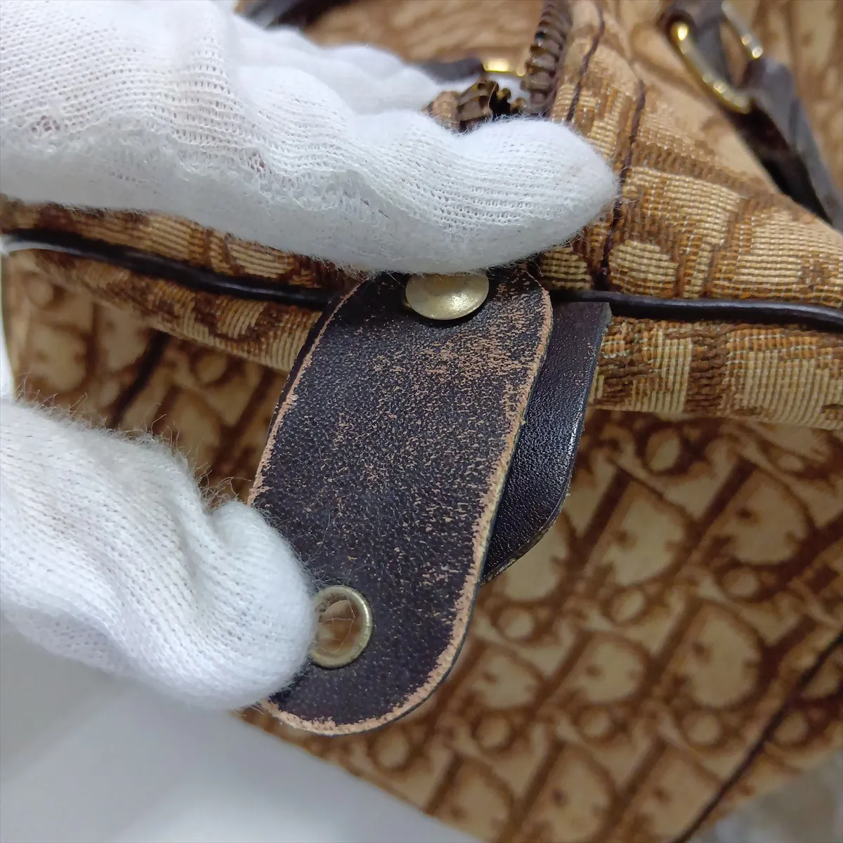 Trotter Canvas x Leather Handbag, Brown — view 11