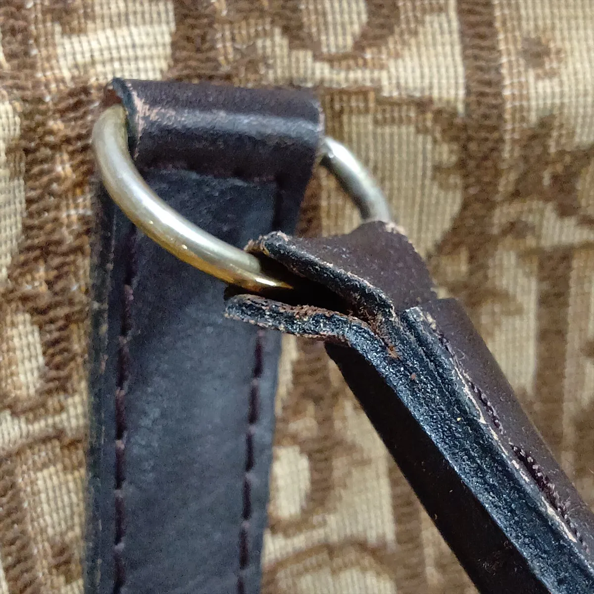 Trotter Canvas x Leather Handbag, Brown — view 12