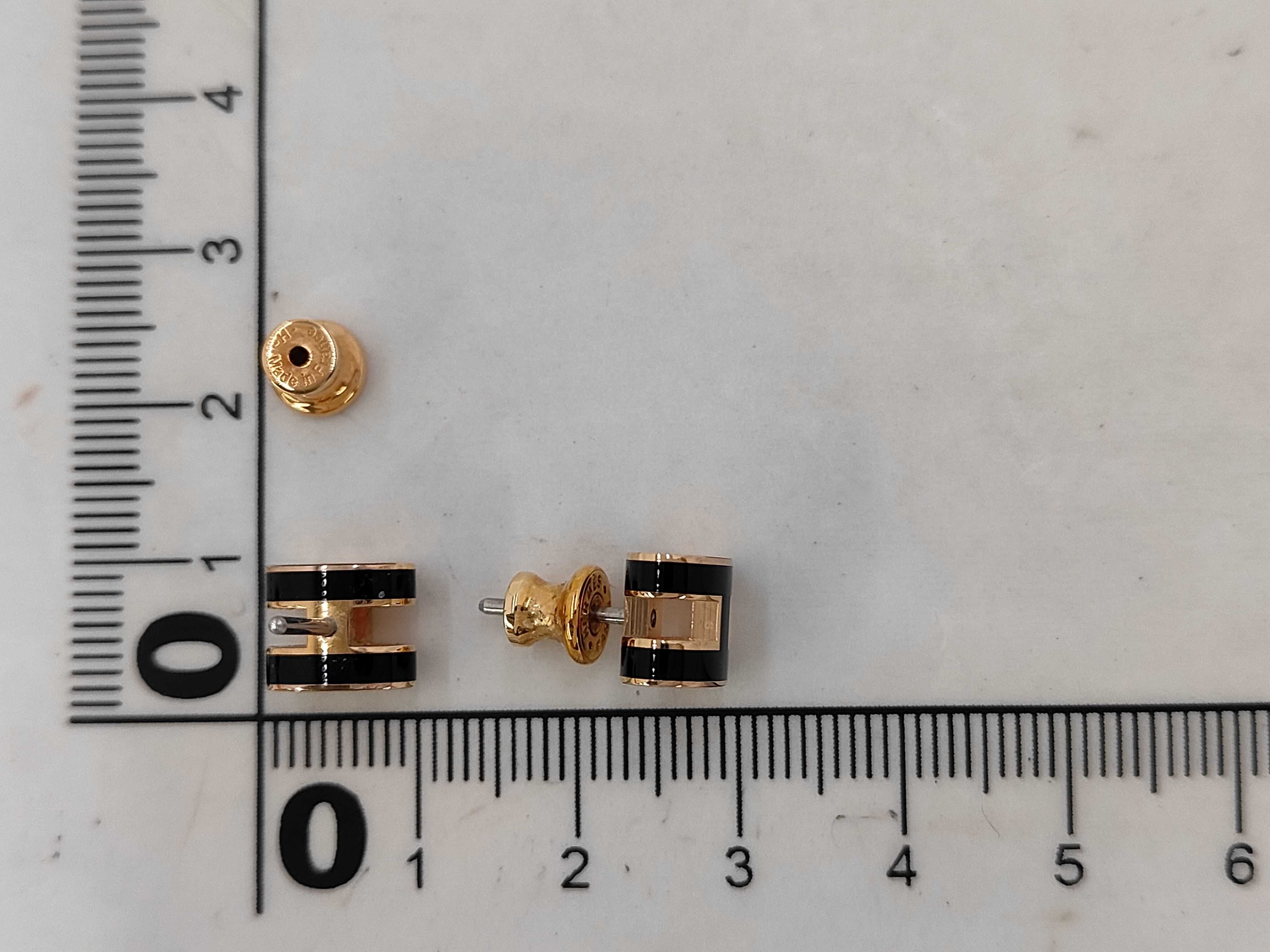 Mini Pop H Earrings in Black with Rose Gold Hardware — view 5
