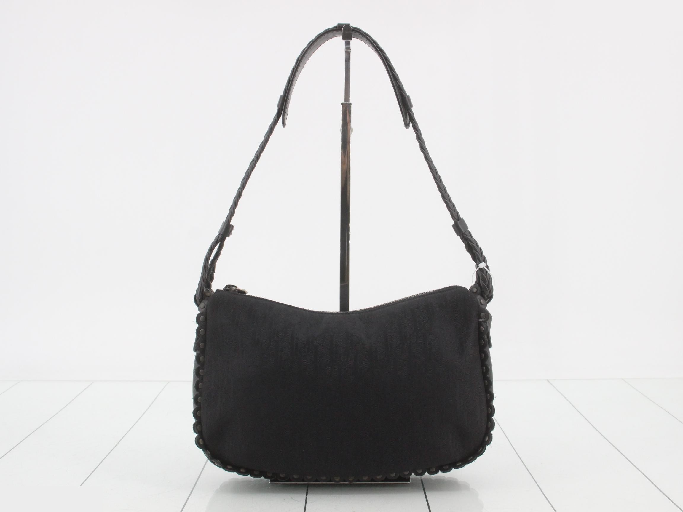 Trotter Shoulder Bag, Canvas/Leather, Black