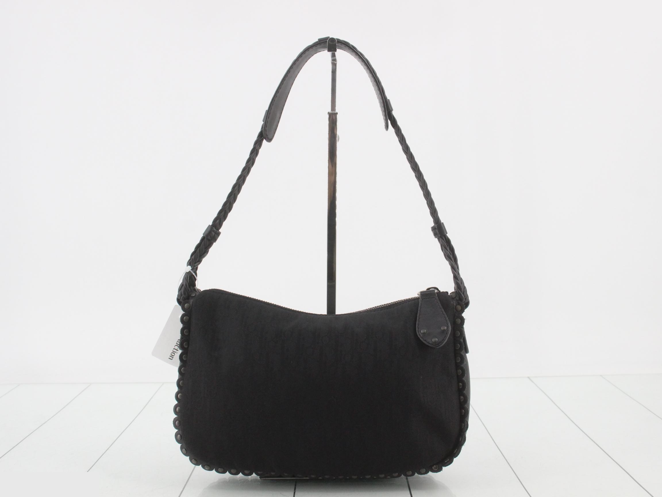 Trotter Shoulder Bag, Canvas/Leather, Black — view 2