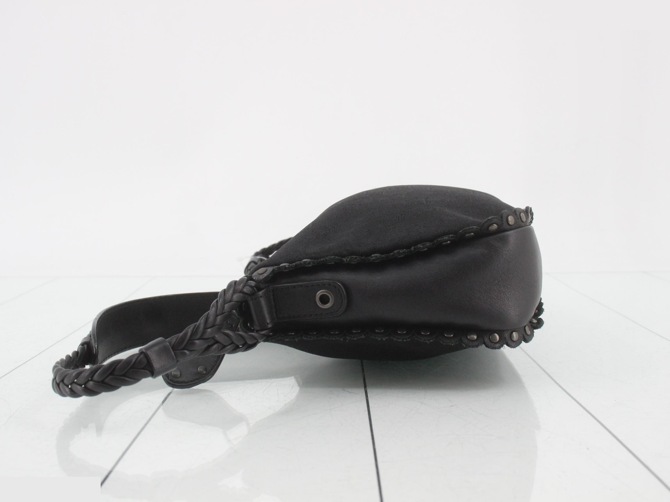Trotter Shoulder Bag, Canvas/Leather, Black — view 4