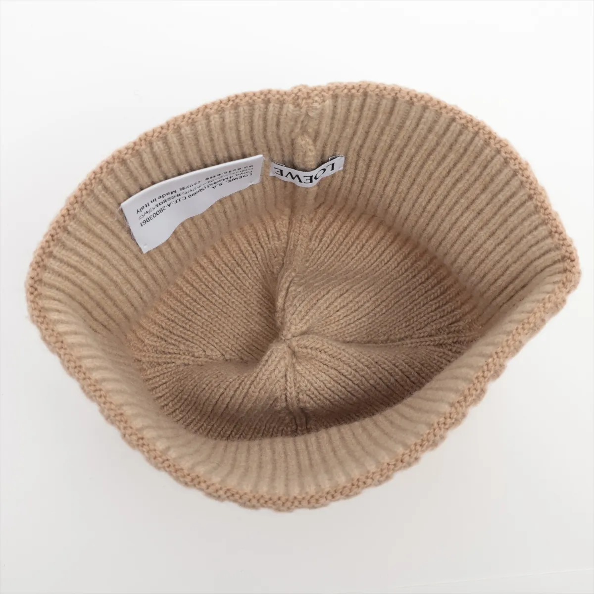 Anagram knit cap, wool, beige, some wear and pilling. — view 4