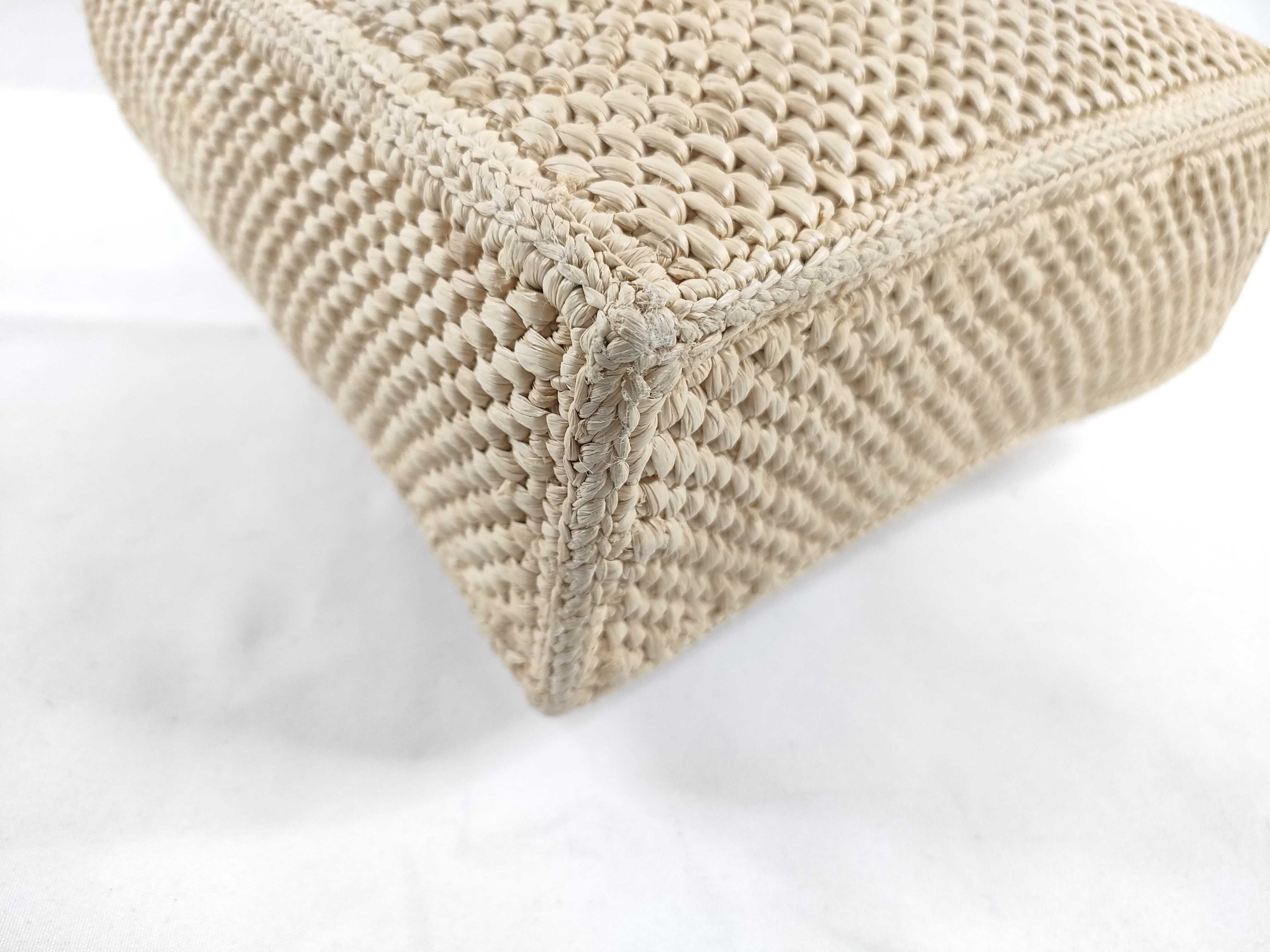 Font Tote Small Raffia x Leather 2-Way Handbag Beige Handbag — view 3