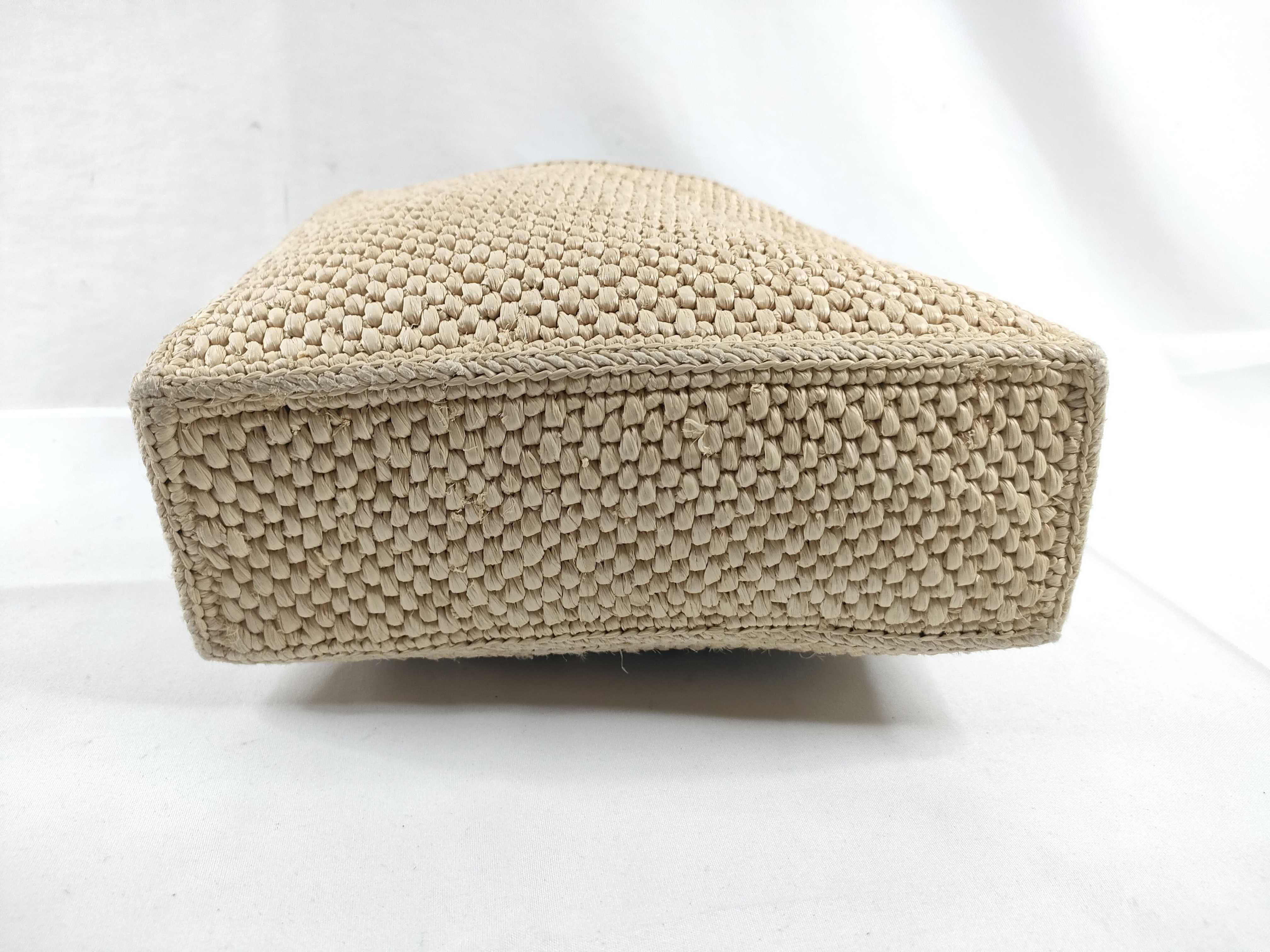 Font Tote Small Raffia x Leather 2-Way Handbag Beige Handbag — view 4