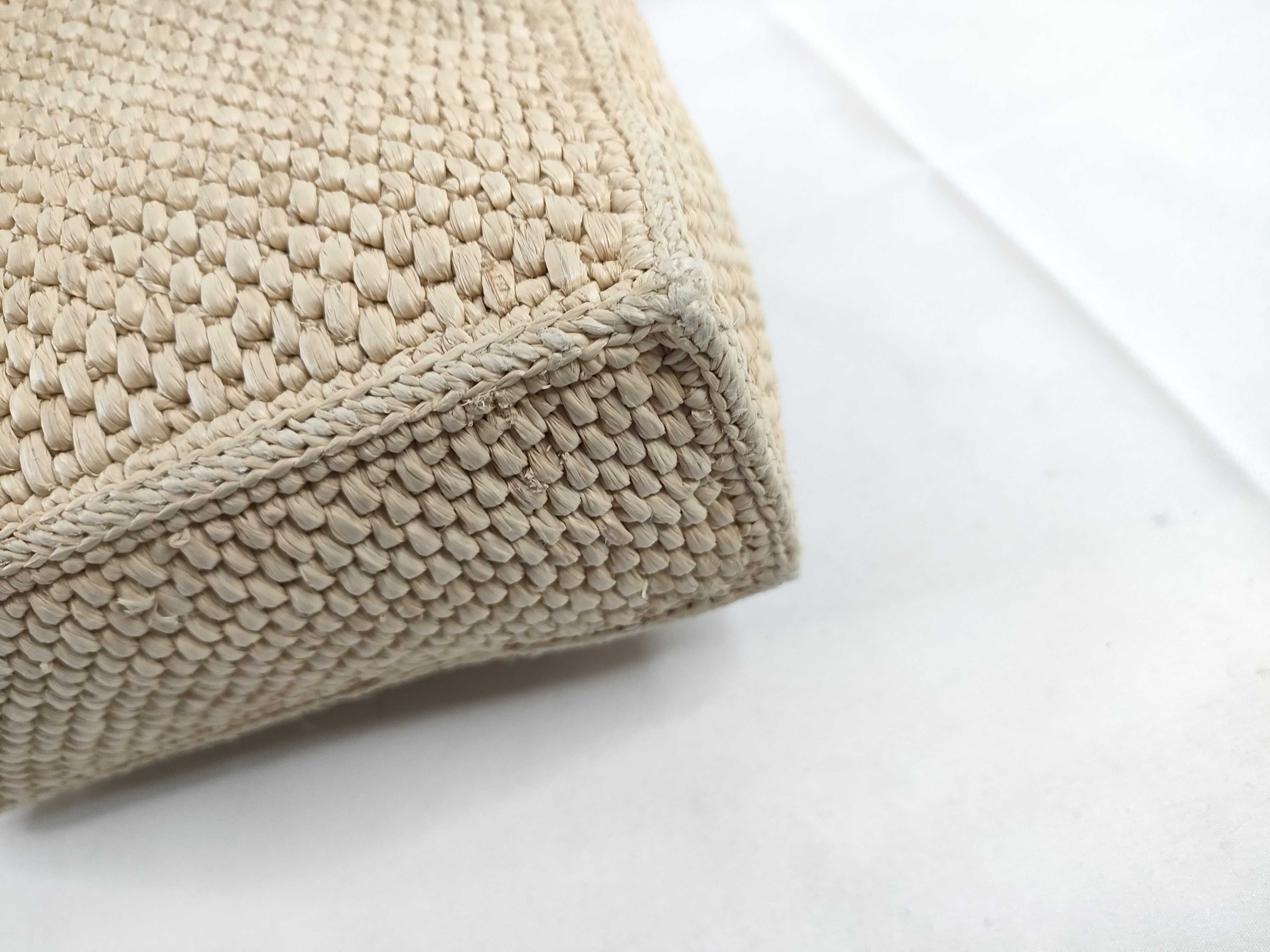 Font Tote Small Raffia x Leather 2-Way Handbag Beige Handbag — view 5