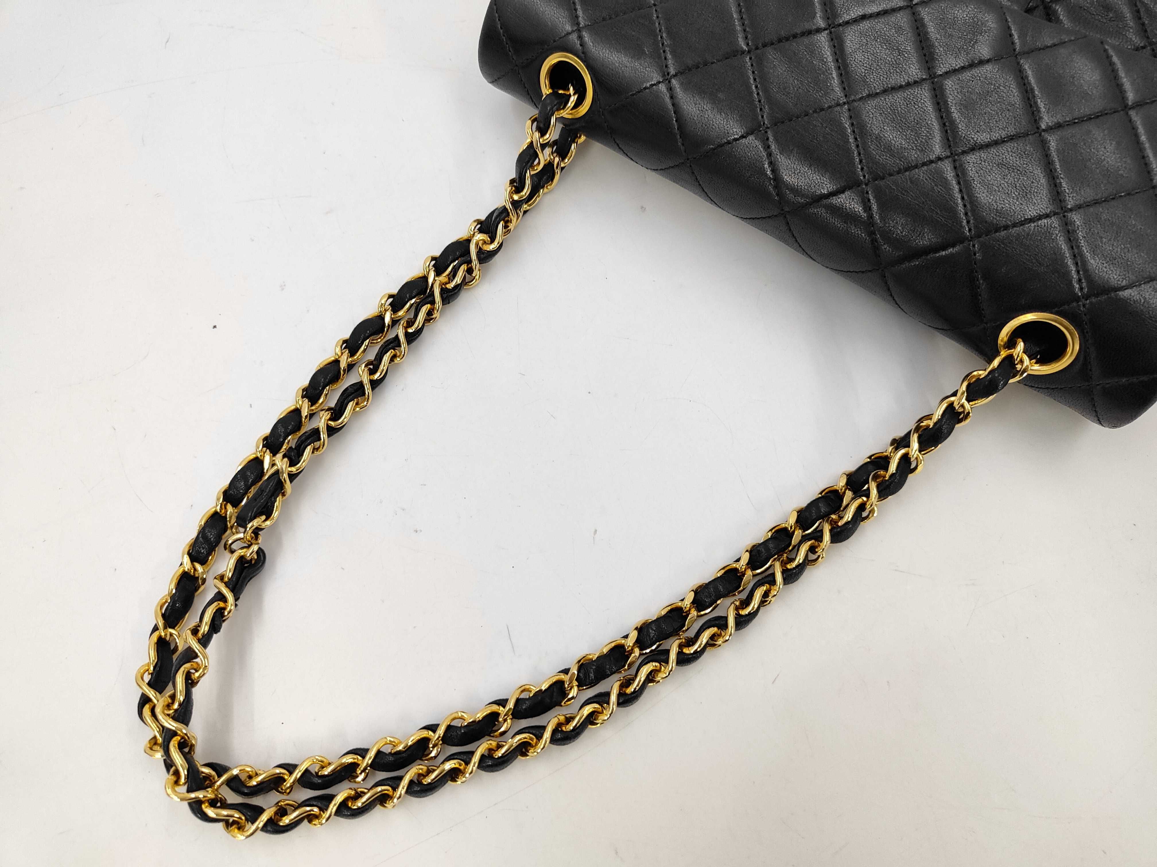 Matelassé 23 Lambskin Black Double Flap Chain Shoulder Bag (with seal) — view 5