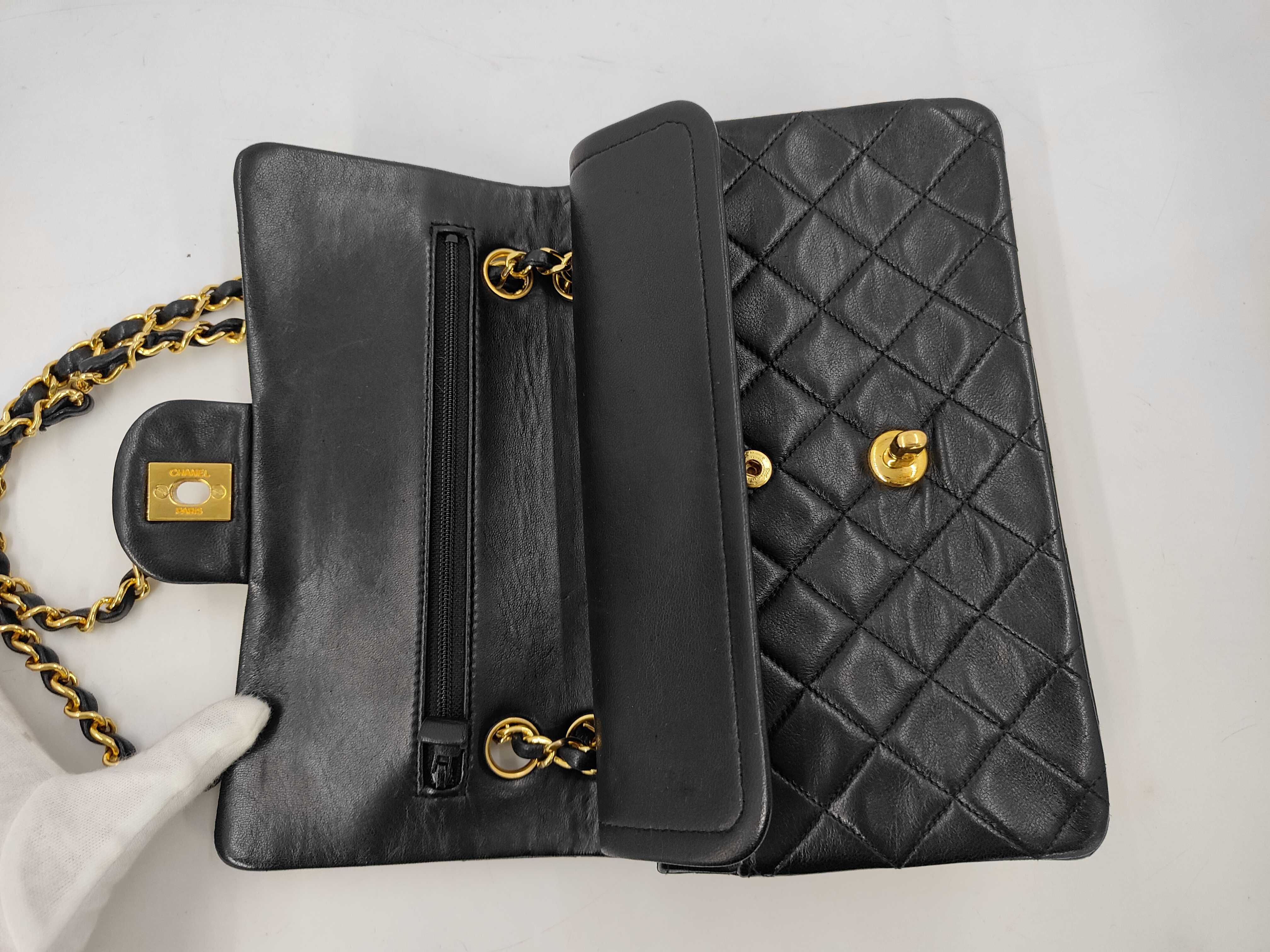 Matelassé 23 Lambskin Black Double Flap Chain Shoulder Bag (with seal) — view 8