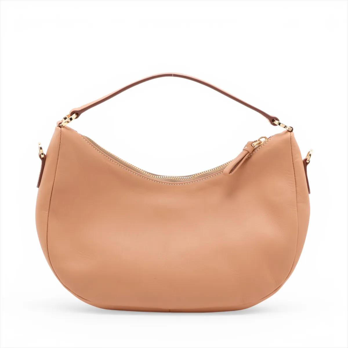 Leather Shoulder Bag, Brown, 1BC272 — view 2