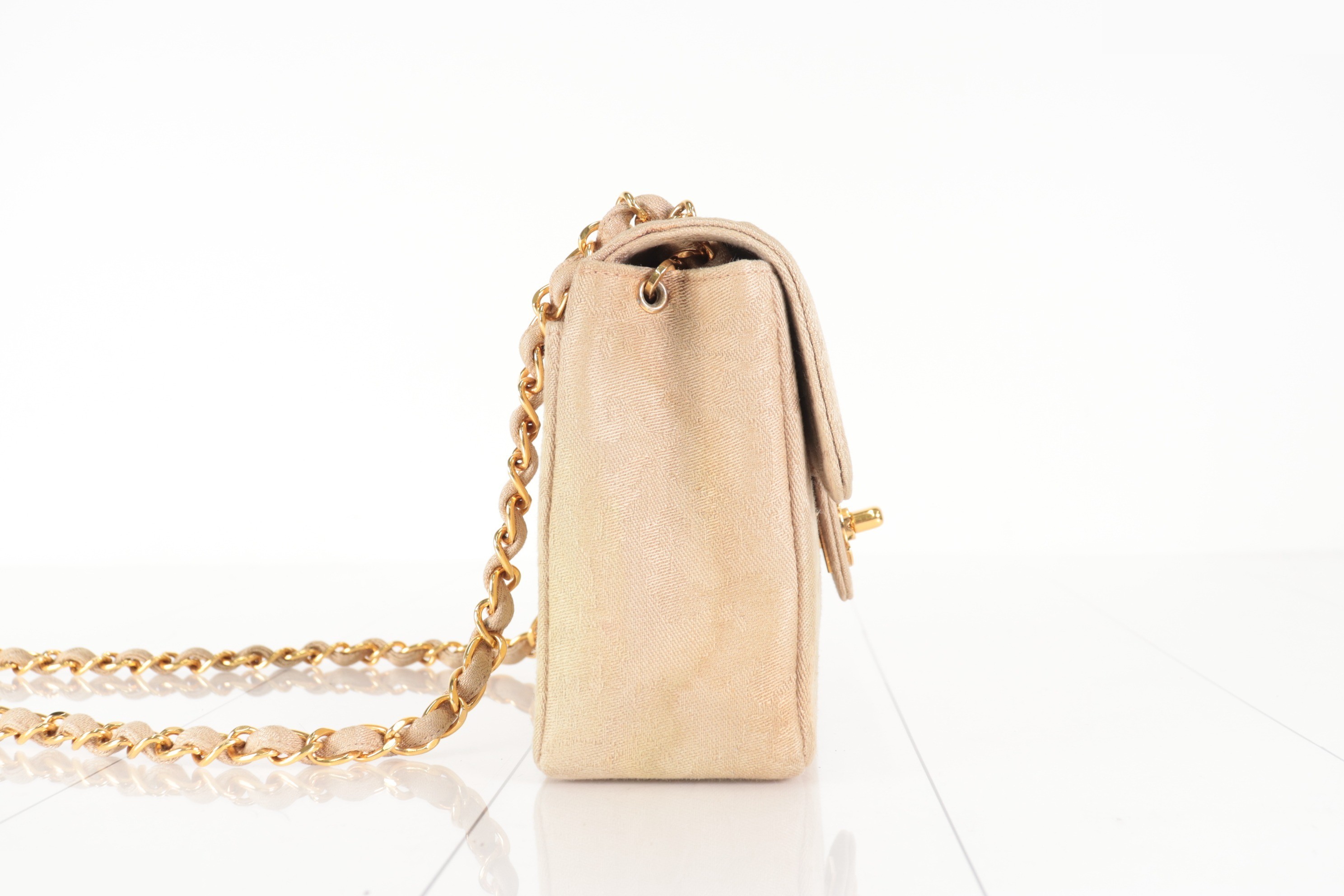 Nishijin-ori Mini Chain Shoulder Bag, Beige, Unit No. 2 — view 3