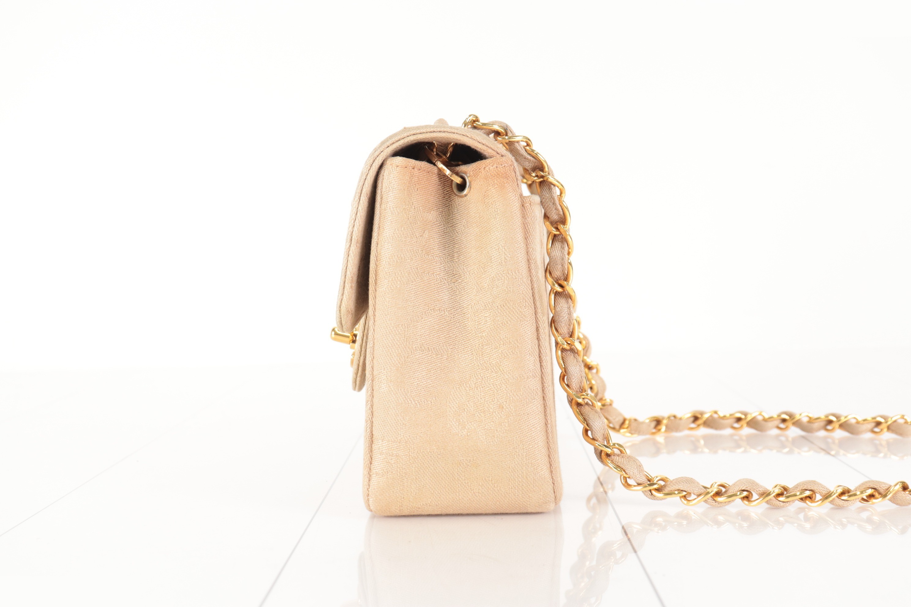 Nishijin-ori Mini Chain Shoulder Bag, Beige, Unit No. 2 — view 4