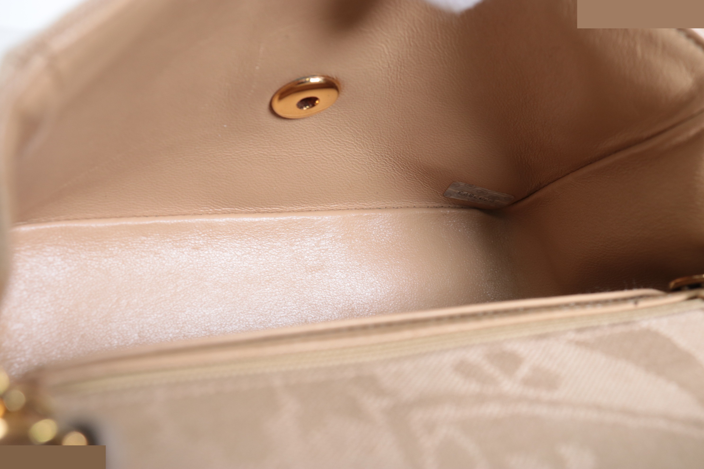 Nishijin-ori Mini Chain Shoulder Bag, Beige, Unit No. 2 — view 8