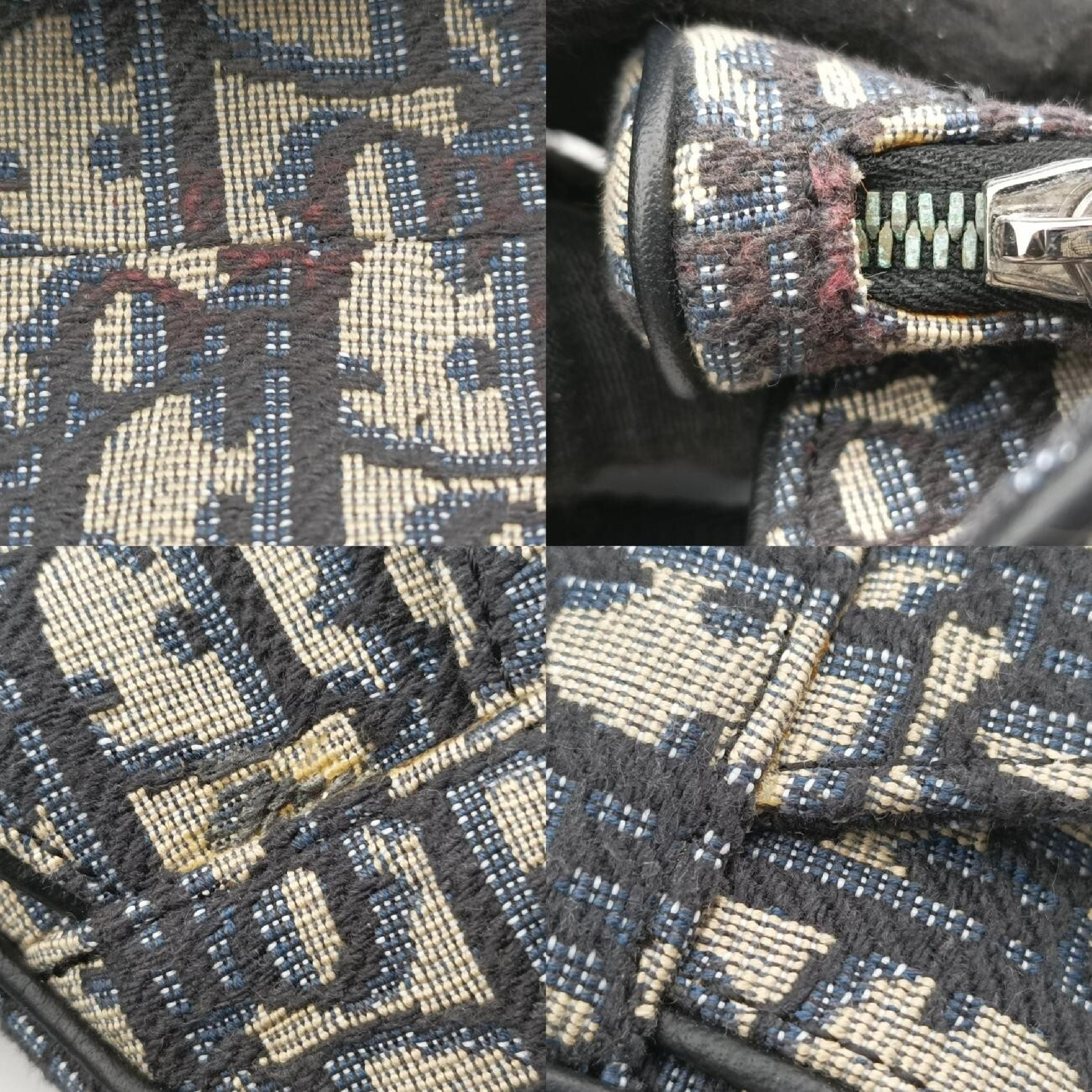 Saddle Grey x Navy x Black Jacquard x Leather Shoulder Bag 29-BO-1222 — view 9