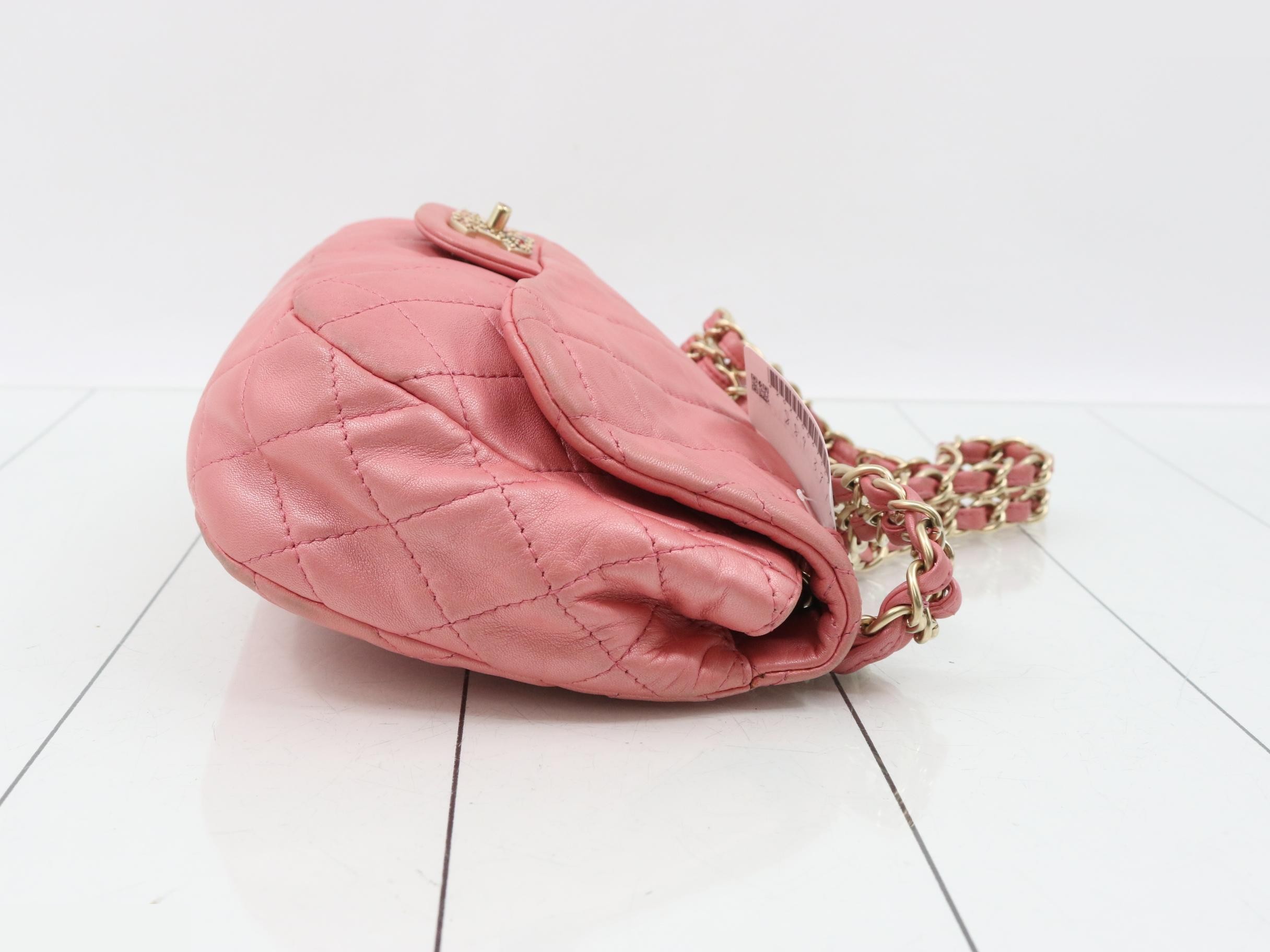 Matelassé Chain Shoulder Bag with Rhinestone Turnlock — view 3